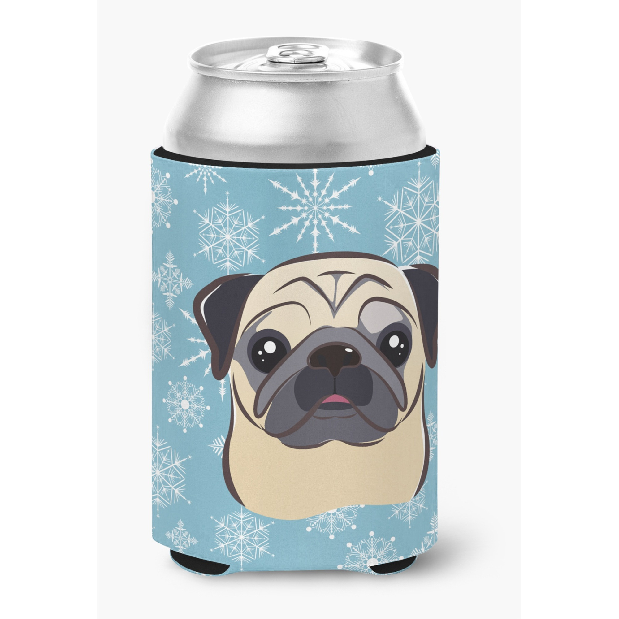 &quotCaroline's Treasures Snowflake Fawn Pug Can/Bottle Hugger, Multicolor"