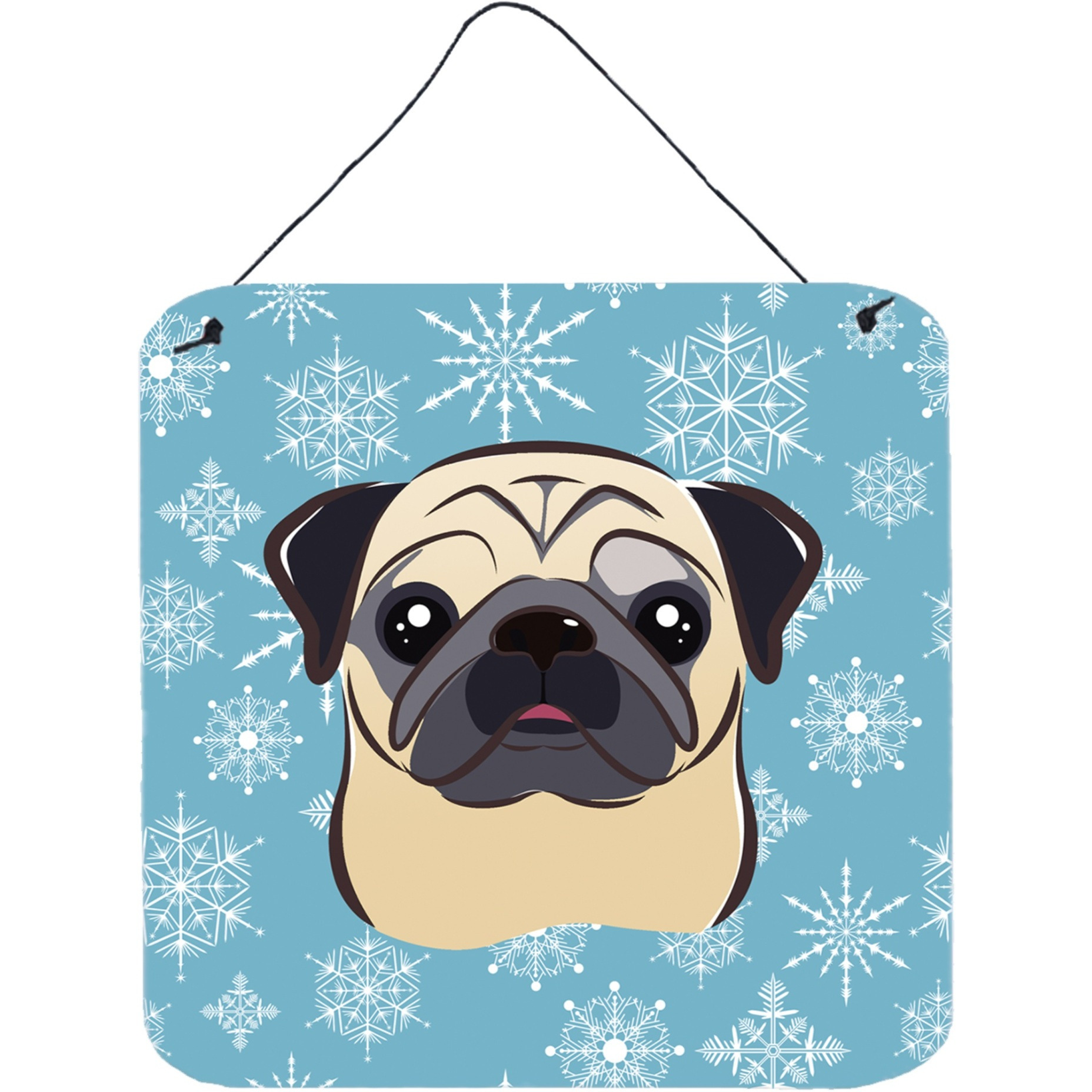 &quotCaroline's Treasures Snowflake Fawn Pug Wall or Door Hanging Prints BB1696DS66, 6HX6W, Multicolor"