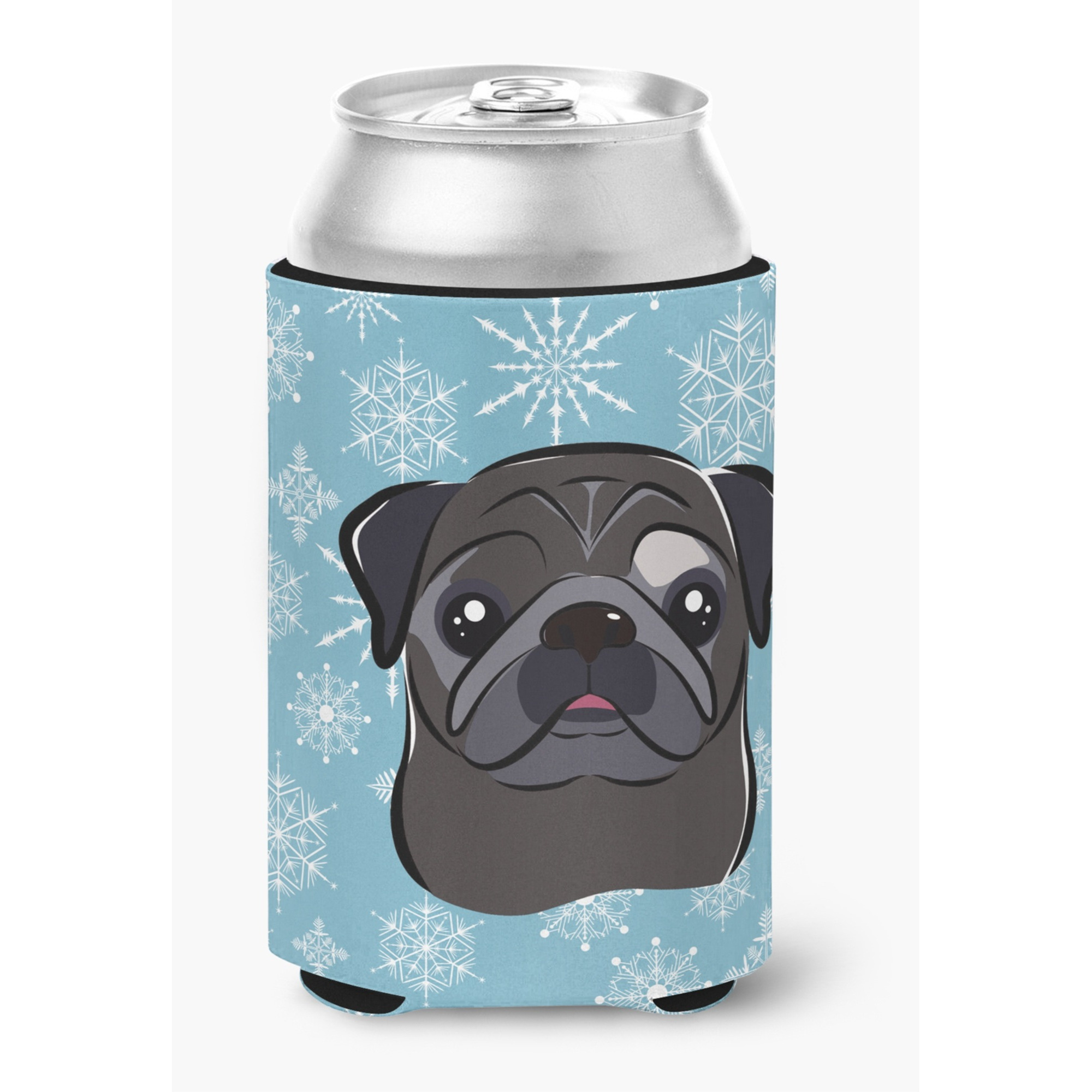 &quotCaroline's Treasures Snowflake Black Pug Can/Bottle Hugger, Multicolor"