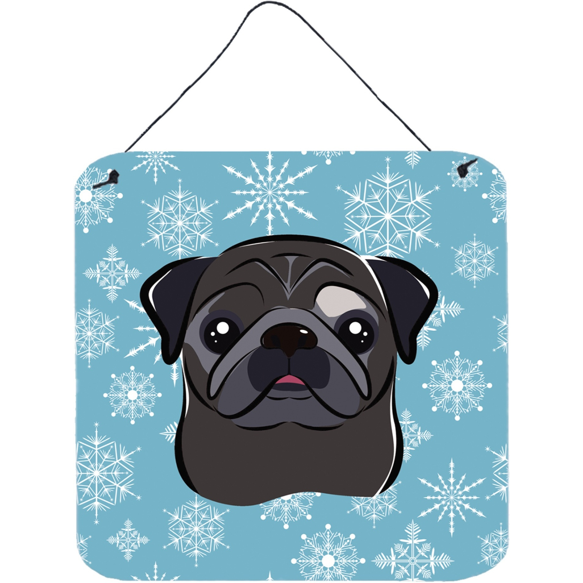 &quotCaroline's Treasures Snowflake Black Pug Wall or Door Hanging Prints BB1697DS66, 6HX6W, Multicolor"
