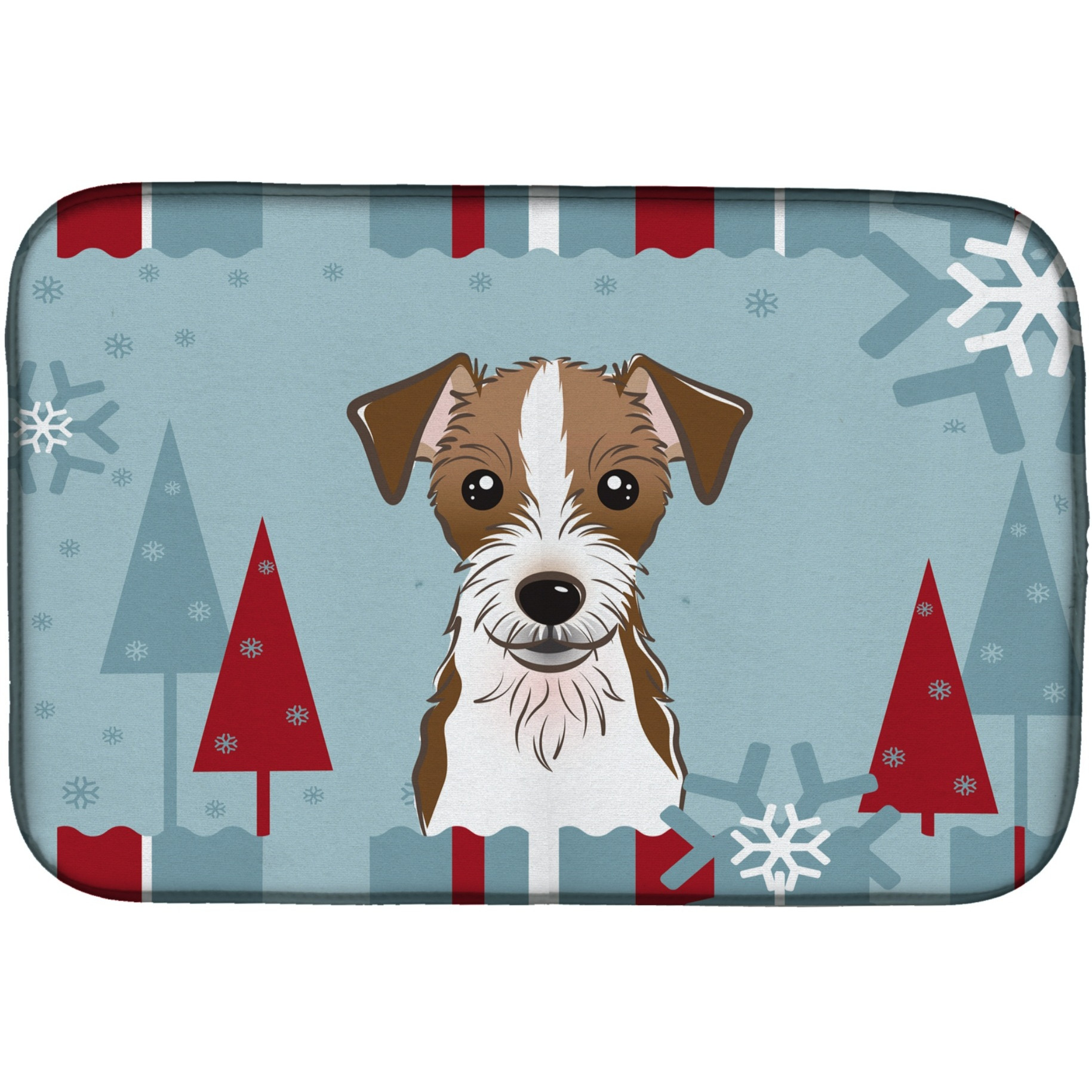 &quotCaroline's Treasures Winter Holiday Jack Russell Terrier Dish Drying Mat, 14"" x 21"""