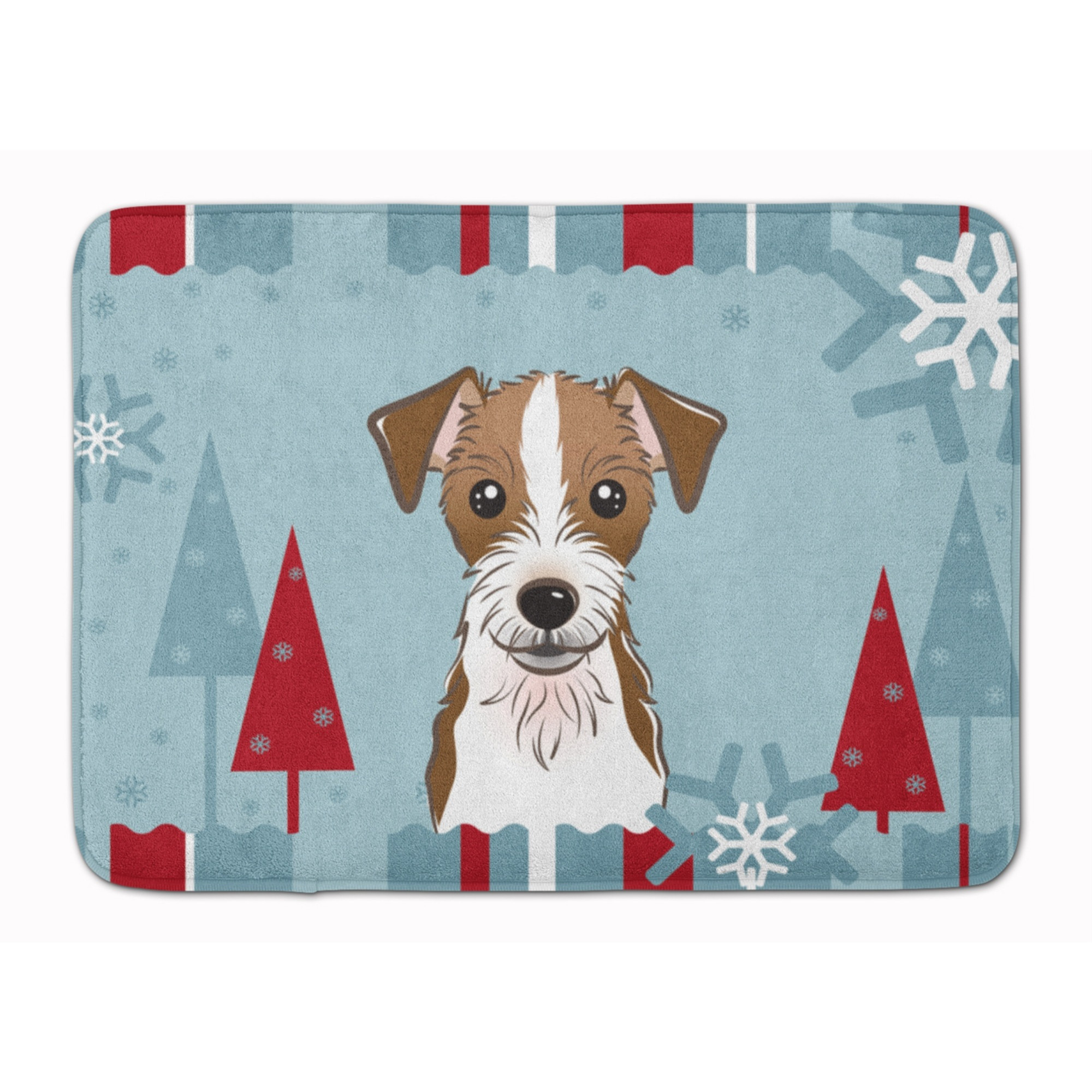 &quotCaroline's Treasures Winter Holiday Jack Russell Terrier Floor Mat, 19"" x 27"", Multicolor"
