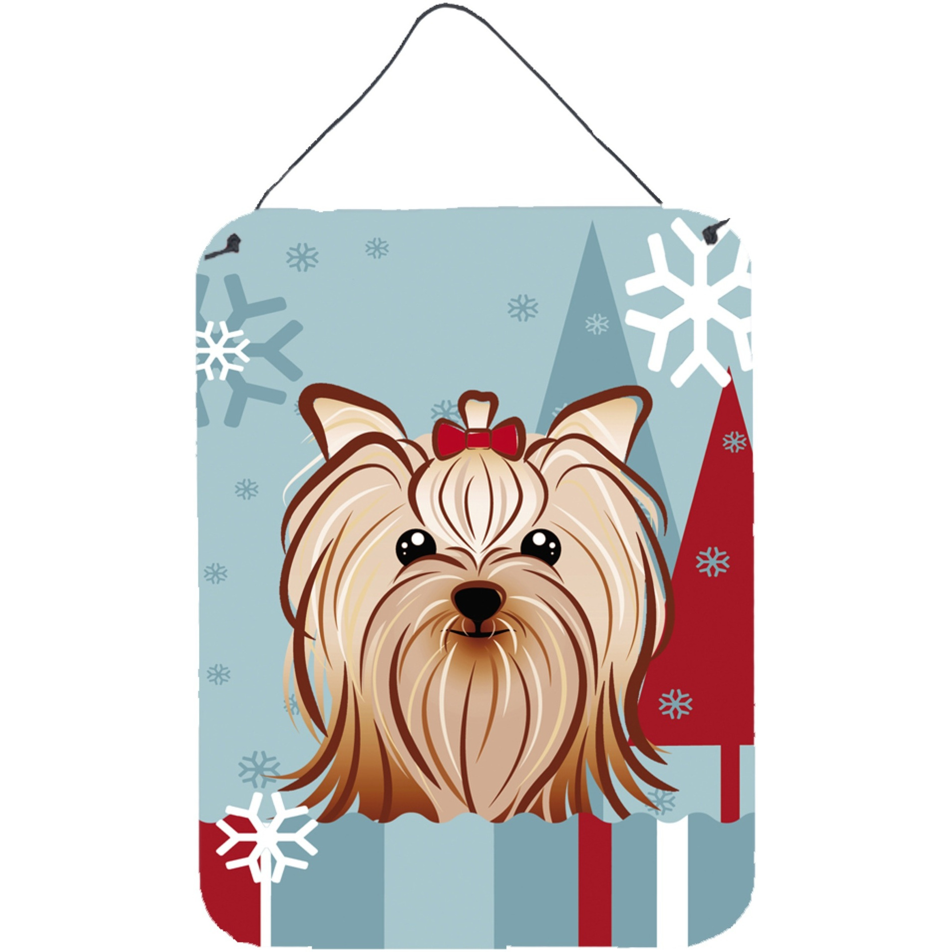 &quotCaroline's Treasures Winter Holiday Yorkie Yorkshire Terrier Wall or Door Hanging Prints BB1700DS1216, 16HX12W, Multicolor"