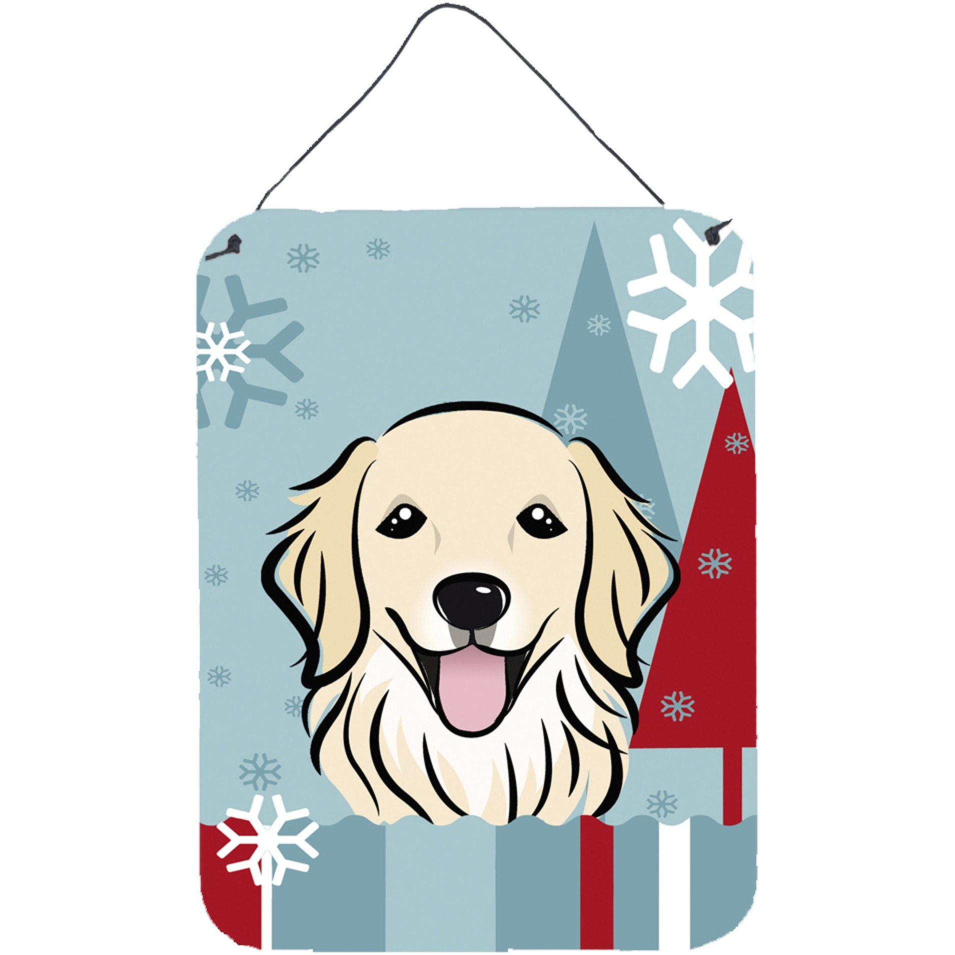 &quotCaroline's Treasures Winter Holiday Golden Retriever Wall or Door Hanging Prints BB1701DS1216, 16HX12W, Multicolor"