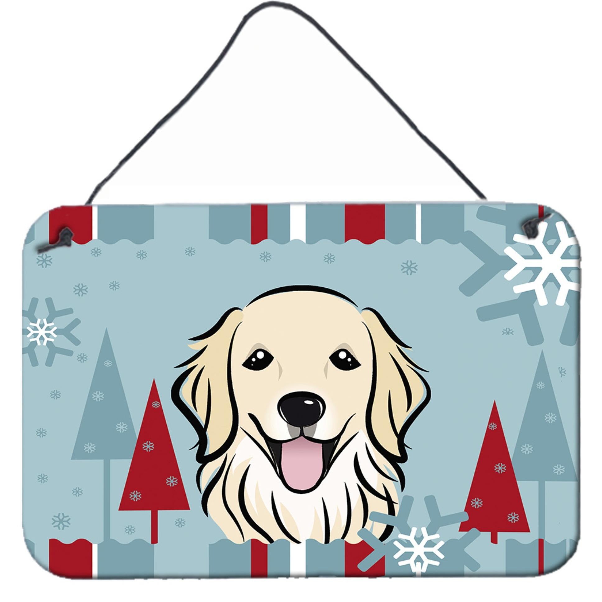 &quotCaroline's Treasures Winter Holiday Golden Retriever Wall or Door Hanging Prints BB1701DS812, 8HX12W"