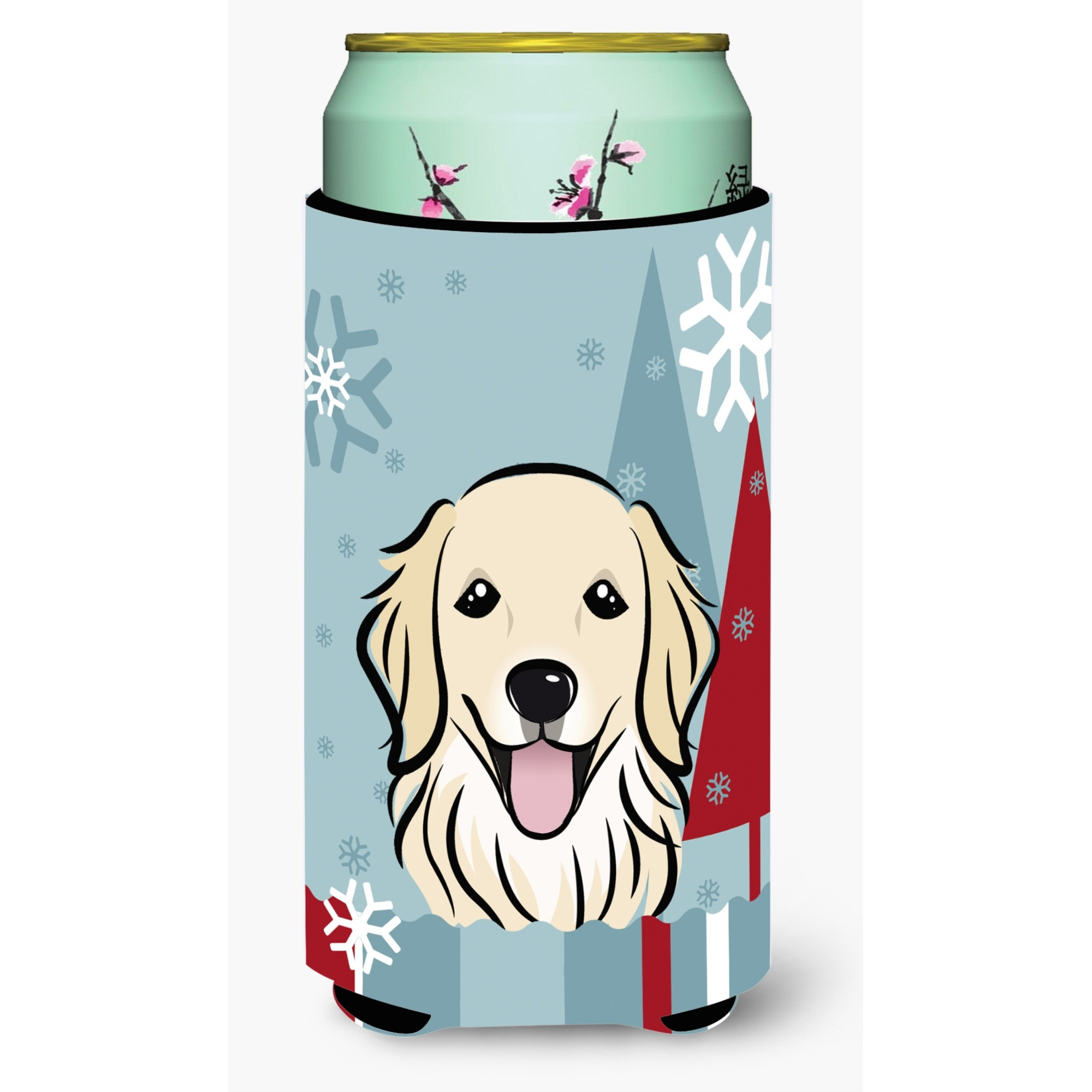 &quotCaroline's Treasures BB1701TBC Winter Holiday Golden Retriever Tall Boy Koozie Hugger, Multicolor"