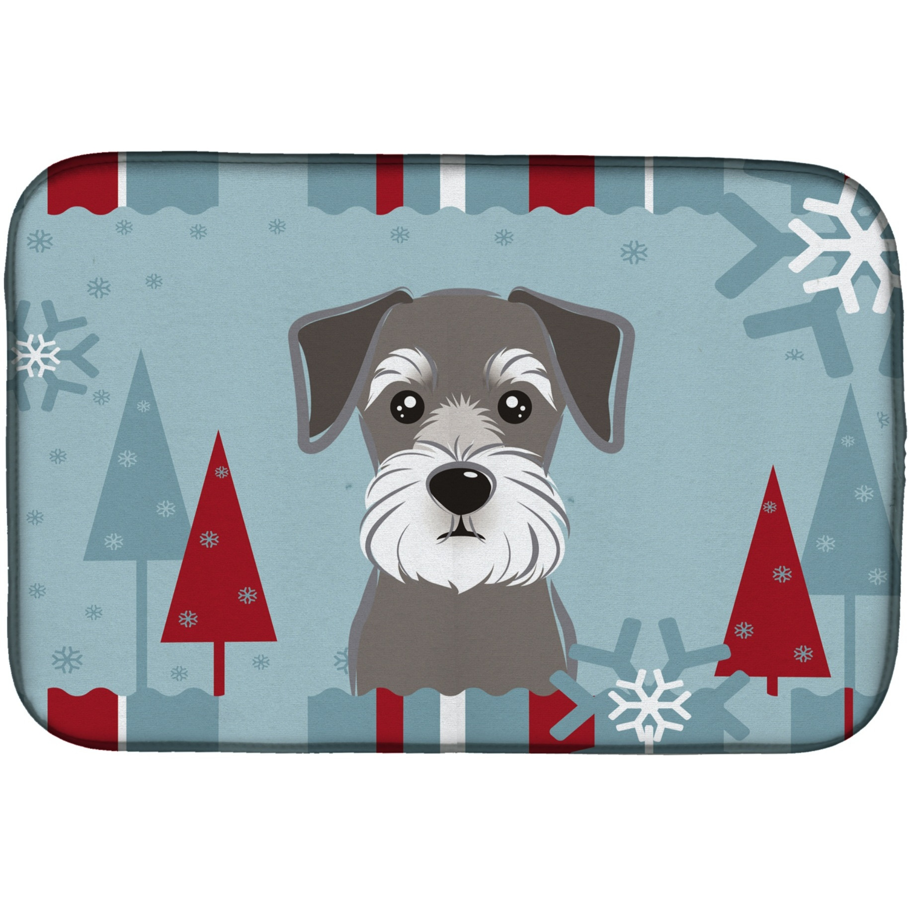 &quotCaroline's Treasures Winter Holiday Schnauzer Dish Drying Mat, 14"" x 21"""
