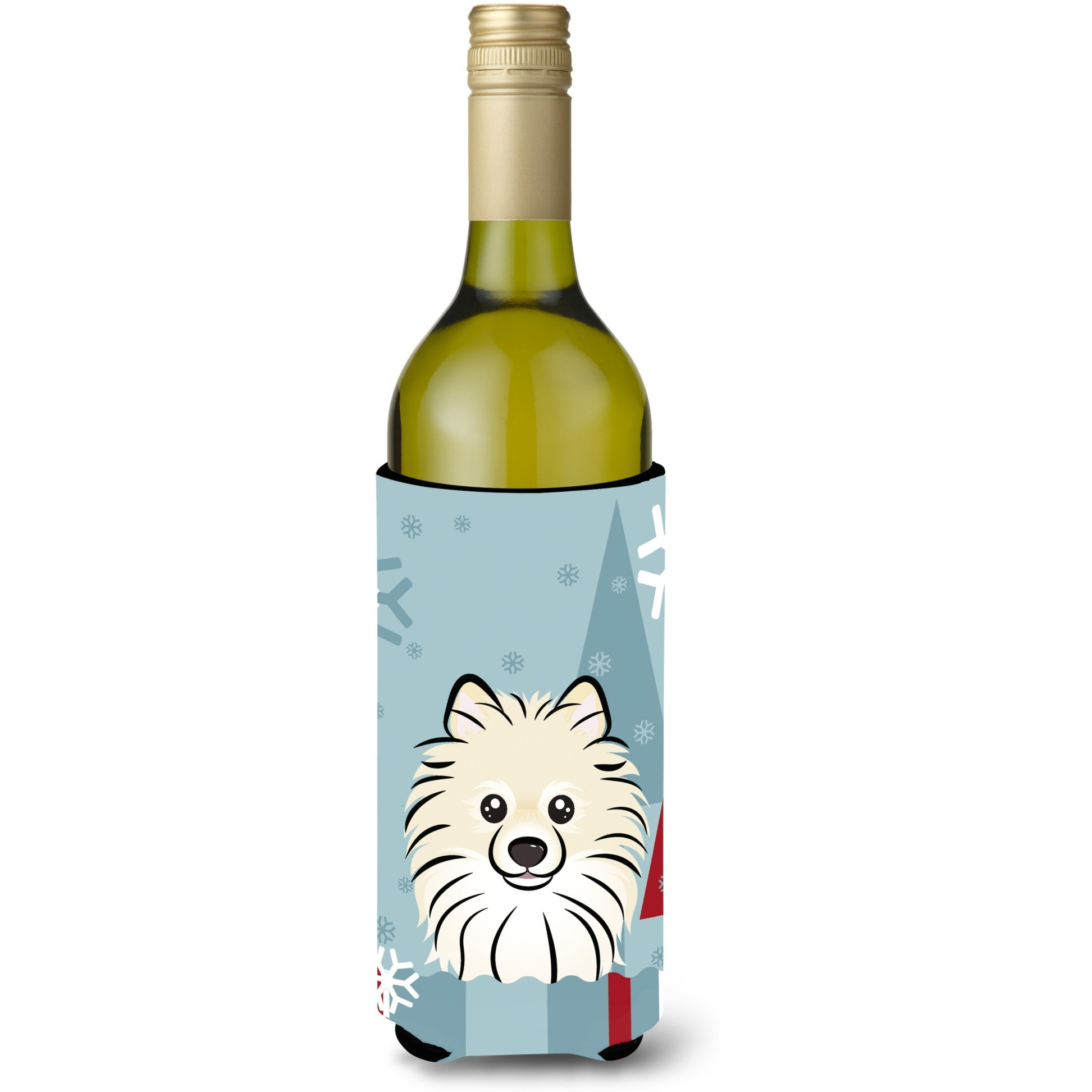 &quotCaroline's Treasures Winter Holiday Pomeranian Wine Bottle Koozie Hugger, 750 ml, Multicolor"