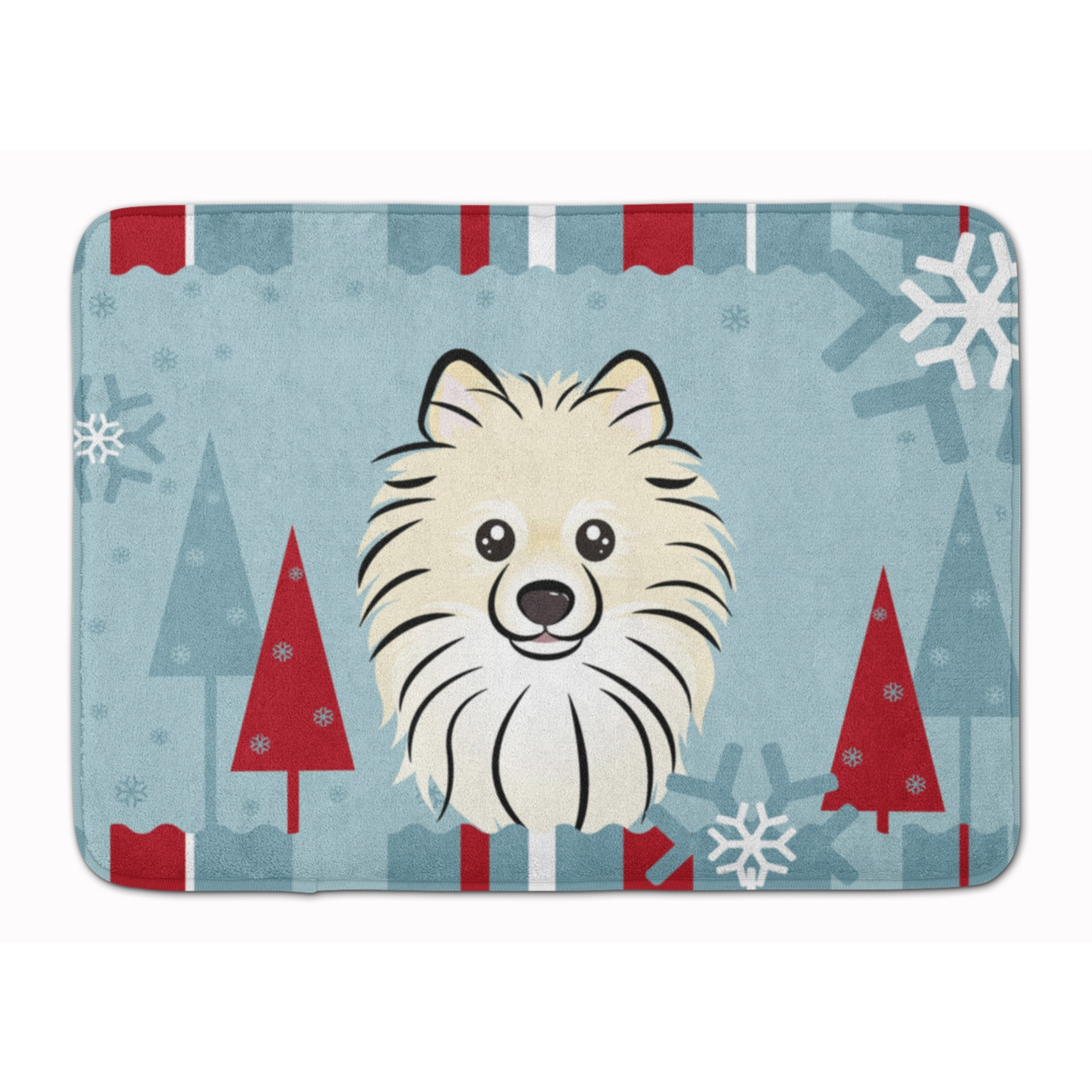&quotCaroline's Treasures Winter Holiday Pomeranian Floor Mat, 19"" x 27"", Multicolor"