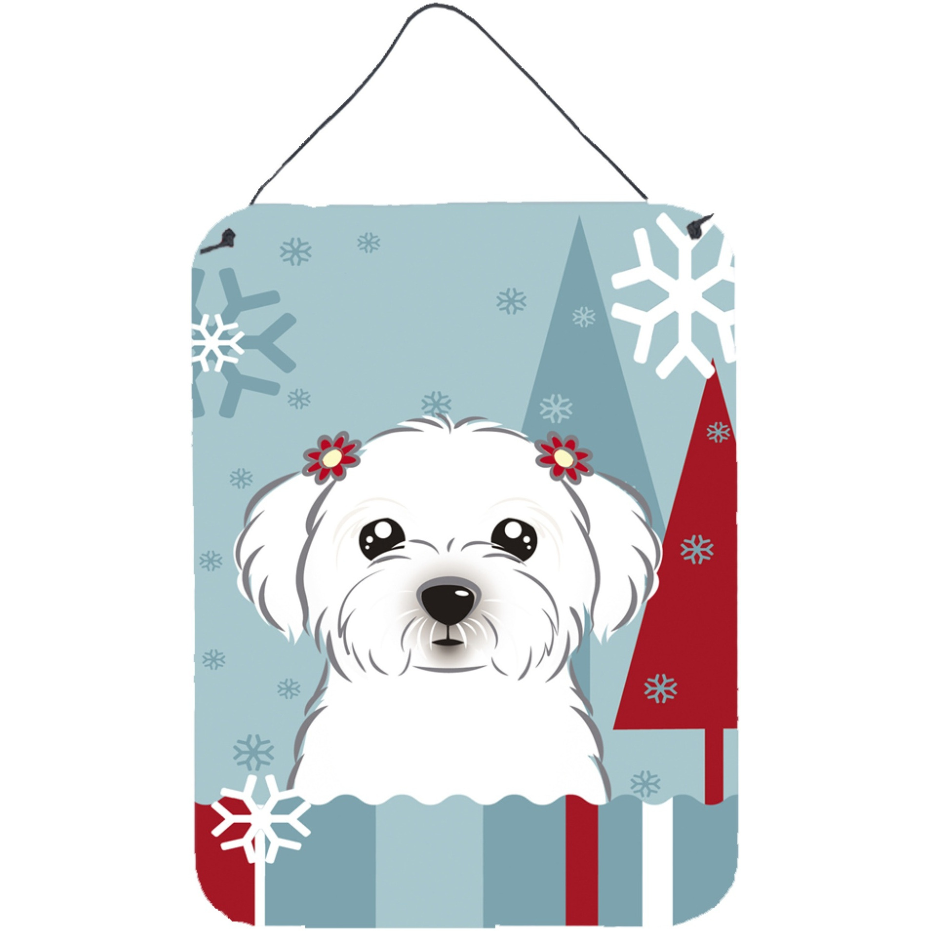 &quotCaroline's Treasures Winter Holiday Maltese Wall or Door Hanging Prints BB1704DS1216, 16HX12W, Multicolor"