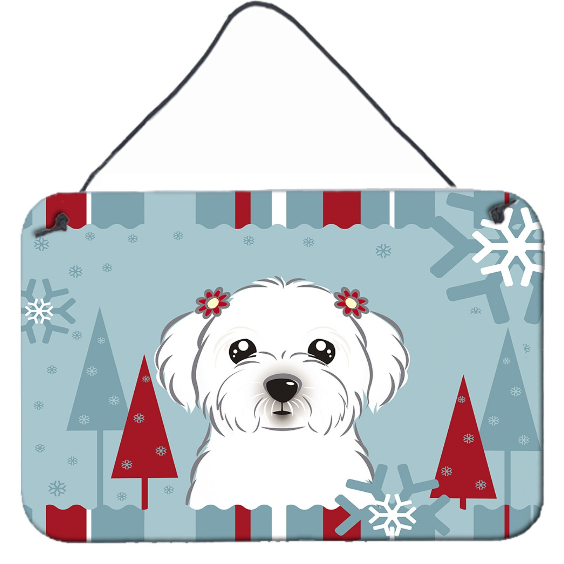 &quotCaroline's Treasures Winter Holiday Maltese Wall or Door Hanging Prints BB1704DS812, 8HX12W, Multicolor"