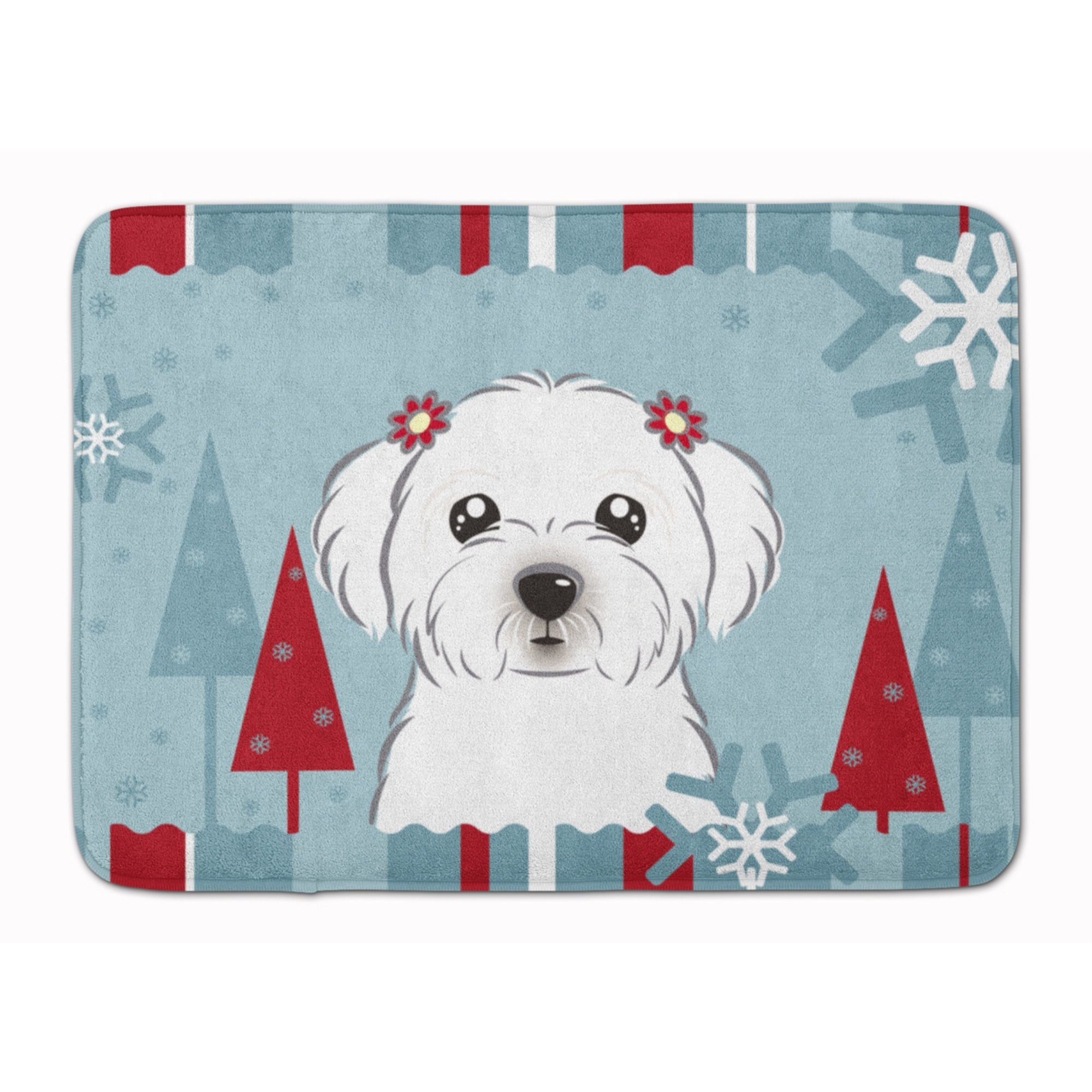 &quotCaroline's Treasures Winter Holiday Maltese Floor Mat, 19"" x 27"", Multicolor"