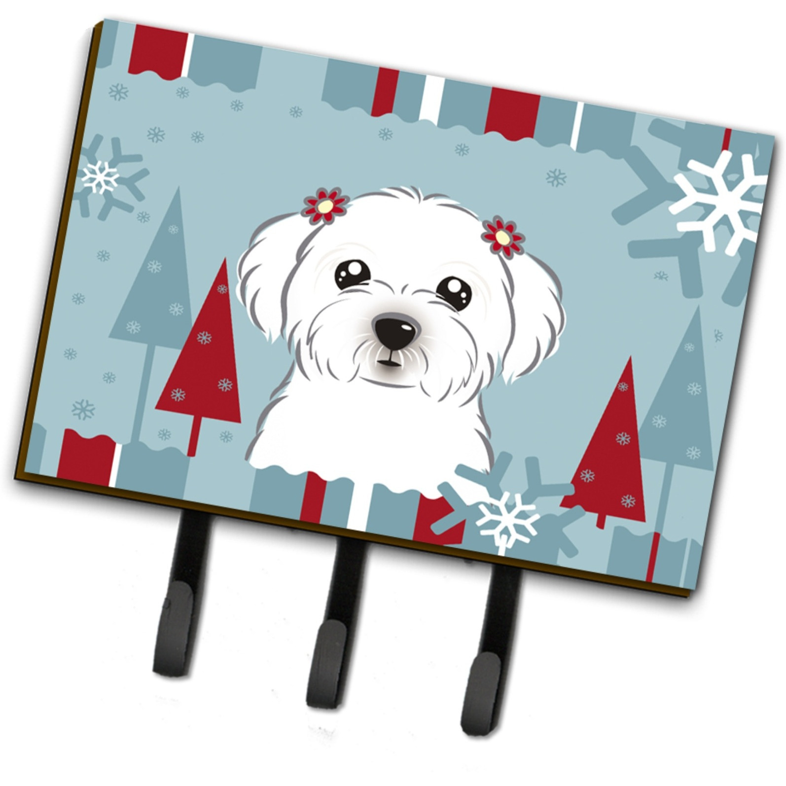 &quotCaroline's Treasures BB1704TH68 Winter Holiday Maltese Leash or Key Holder, Large, Multicolor"