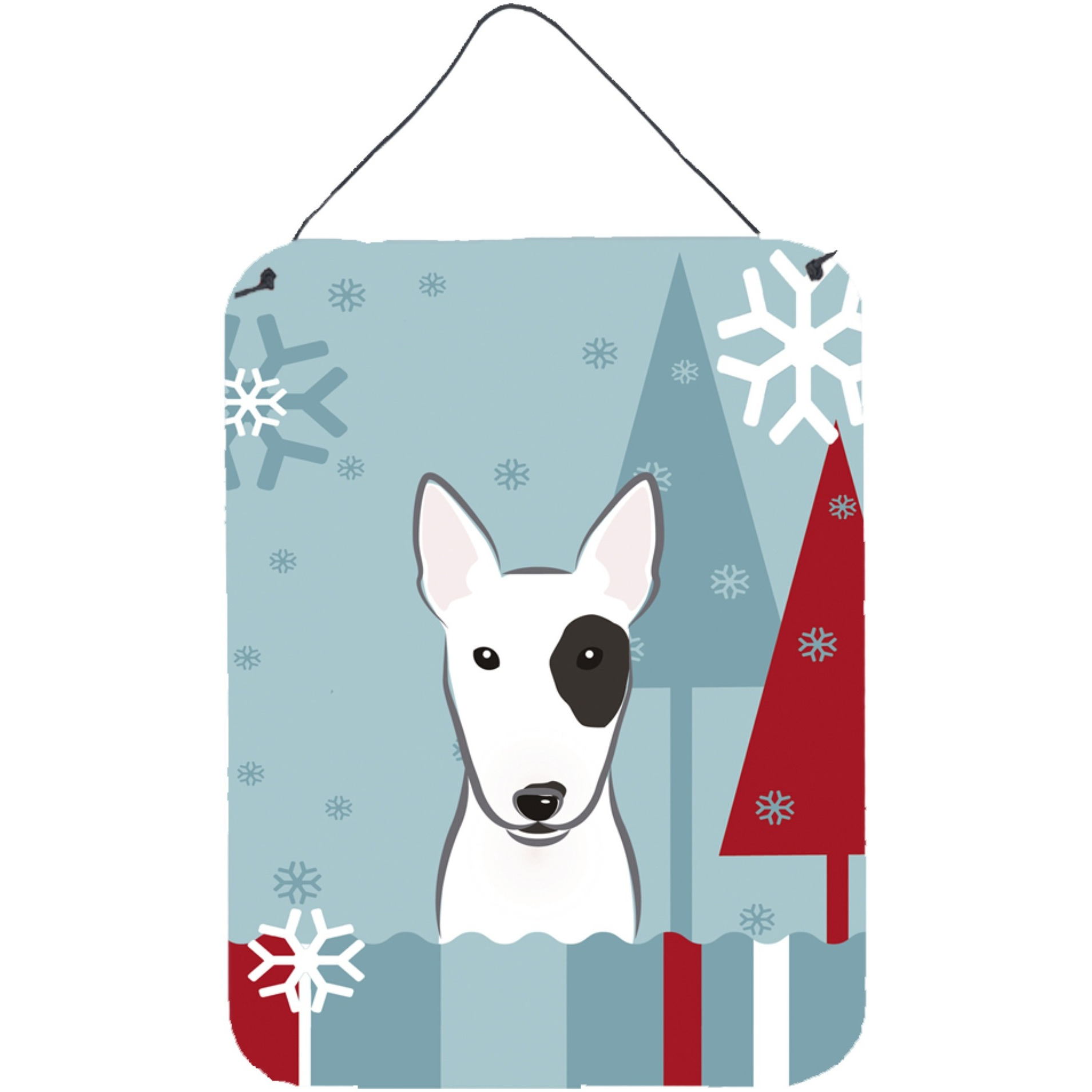 &quotCaroline's Treasures Winter Holiday Bull Terrier Wall or Door Hanging Prints BB1705DS1216, 16HX12W, Multicolor"