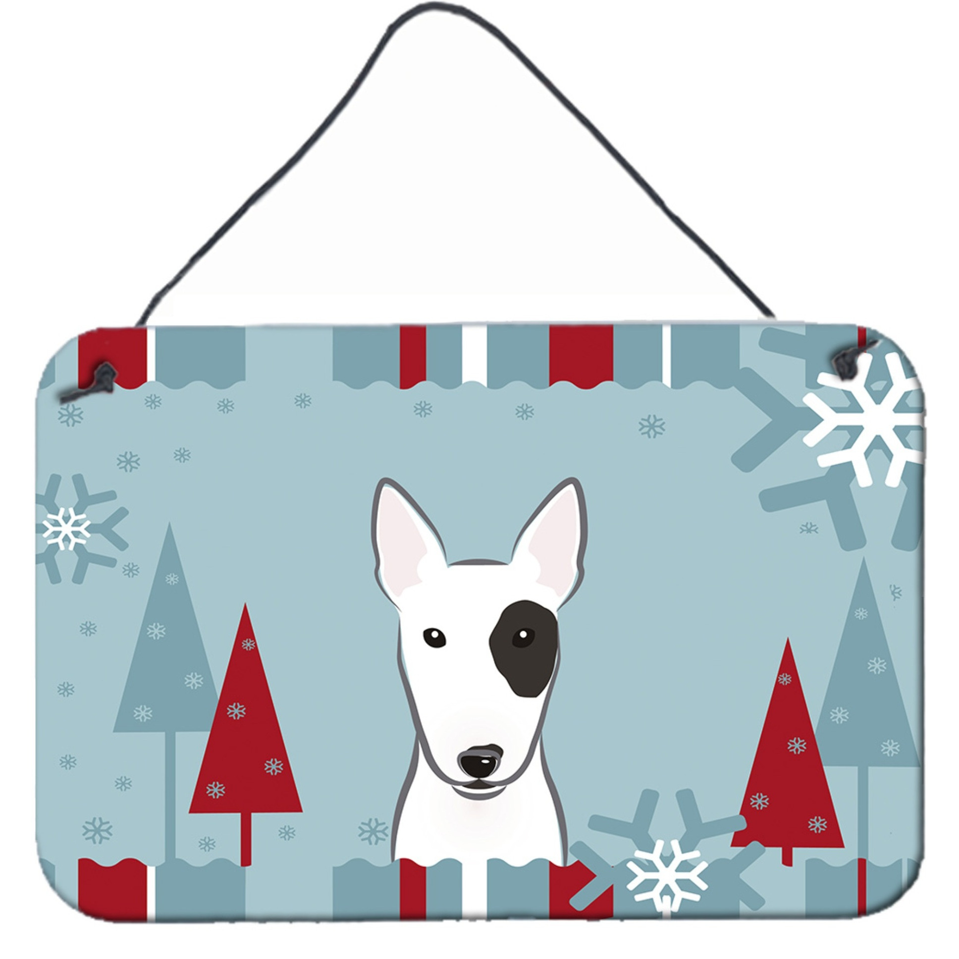 &quotCaroline's Treasures Winter Holiday Bull Terrier Wall or Door Hanging Prints BB1705DS812, 8HX12W"