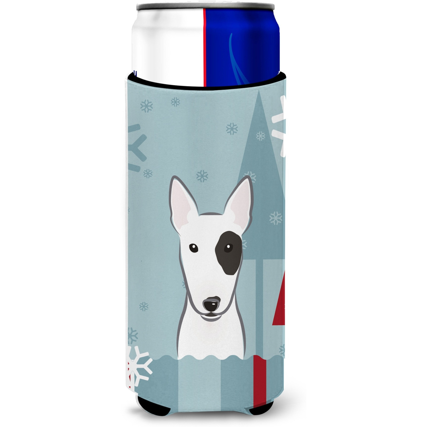 &quotCaroline's Treasures Winter Holiday Bull Terrier Michelob Ultra Koozies for Slim Cans, Multicolor"