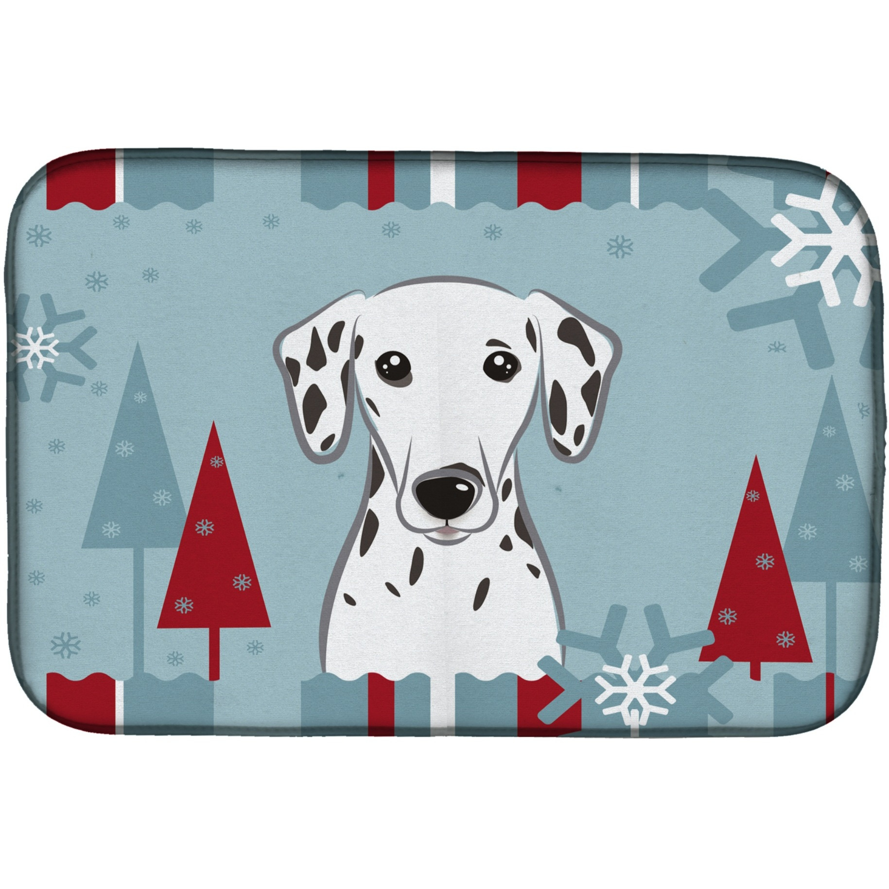 &quotCaroline's Treasures Winter Holiday Dalmatian Dish Drying Mat, 14"" x 21"""