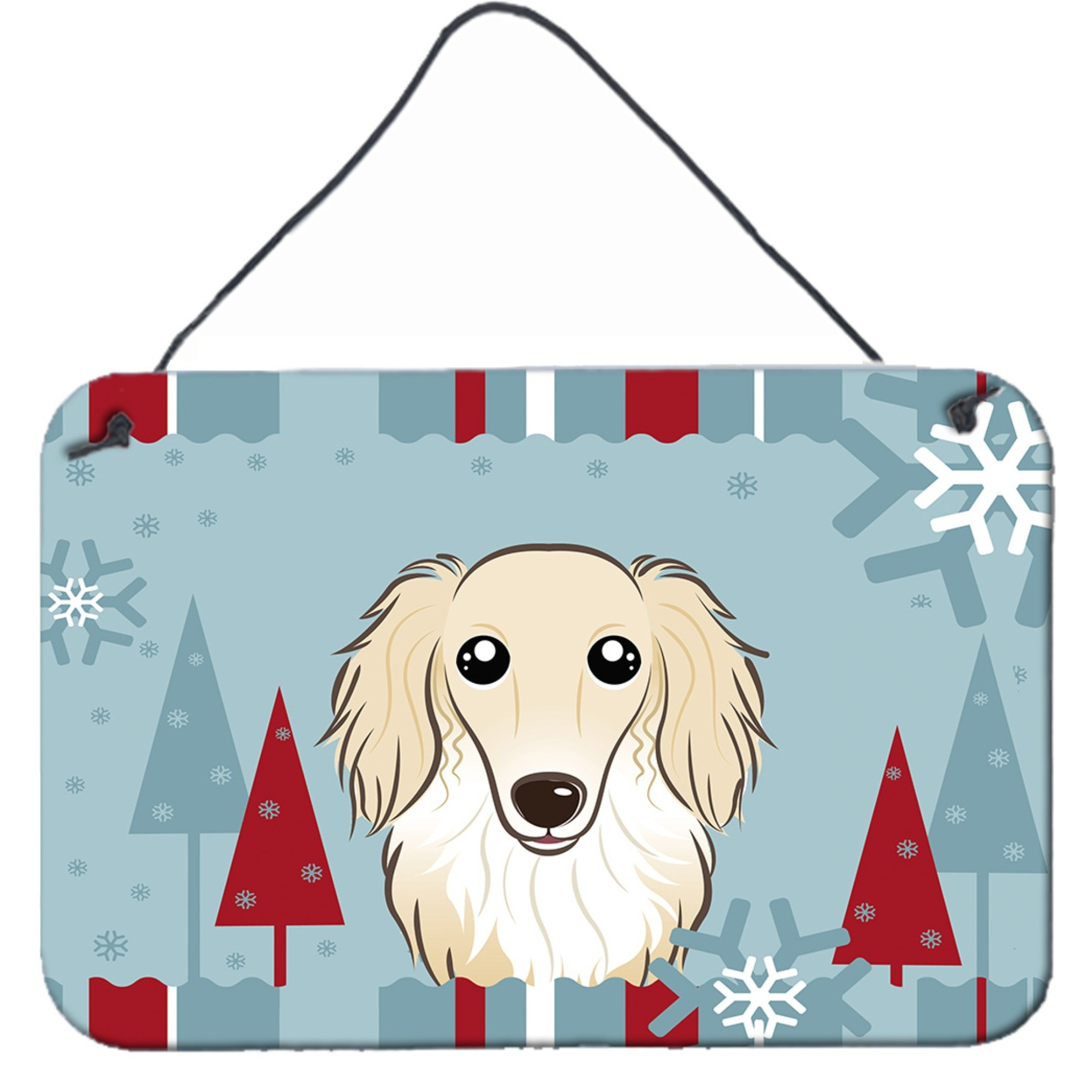 &quotCaroline's Treasures Winter Holiday Longhair Creme Dachshund Wall or Door Hanging Prints BB1708DS812, 8HX12W, Multicolor"