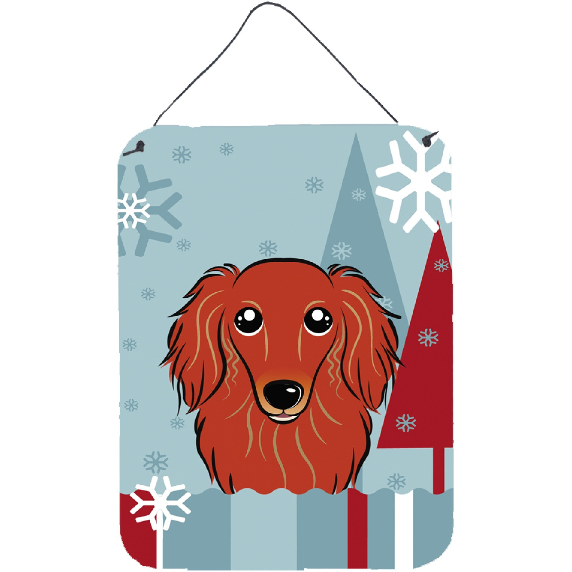 &quotCaroline's Treasures Winter Holiday Longhair Red Dachshund Wall or Door Hanging Prints BB1710DS1216, 16HX12W, Multicolor"