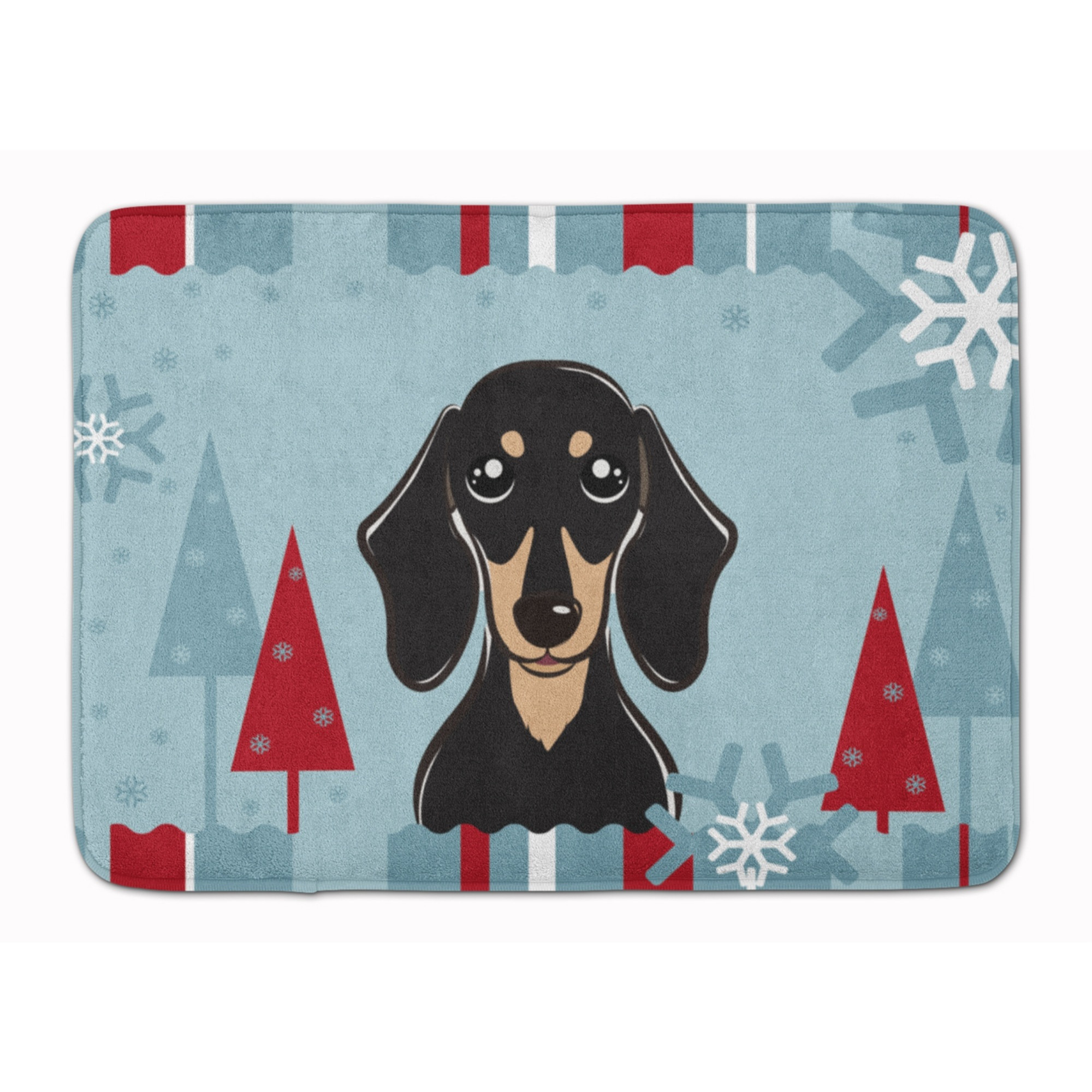 &quotCaroline's Treasures Winter Smooth Black Tan Dachshund Floor Mat, 19"" x 27"", Multicolor"