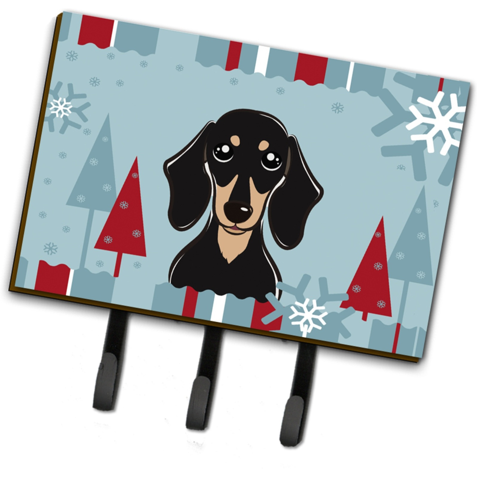 &quotCaroline's Treasures BB1711TH68 Winter Holiday Smooth Black and Tan Dachshund Leash or Key Holder, Large, Multicolor"
