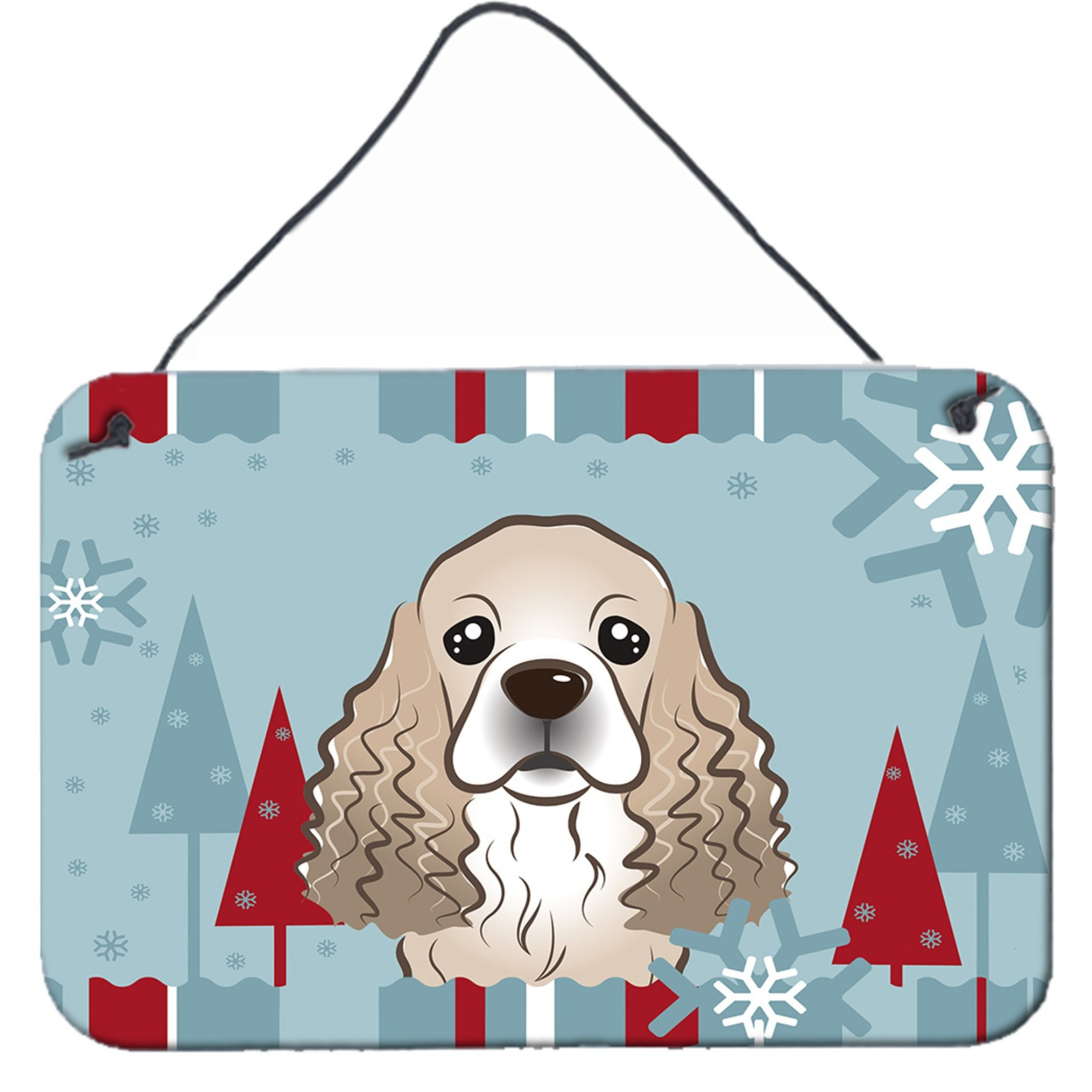 &quotCaroline's Treasures Winter Holiday Cocker Spaniel Wall or Door Hanging Prints BB1712DS812, 8HX12W, Multicolor"