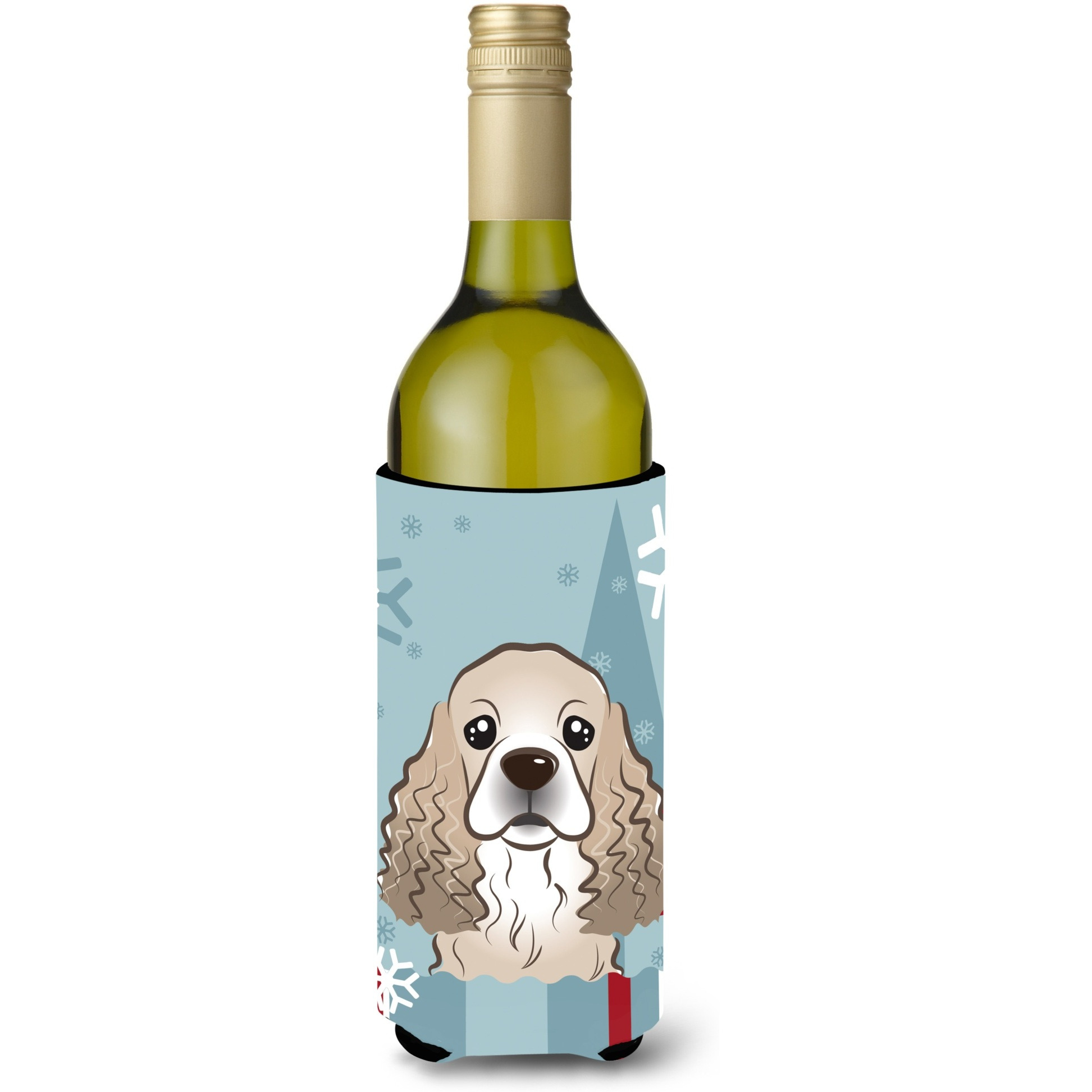 &quotCaroline's Treasures Winter Holiday Cocker Spaniel Wine Bottle Koozie Hugger, 750 ml, Multicolor"