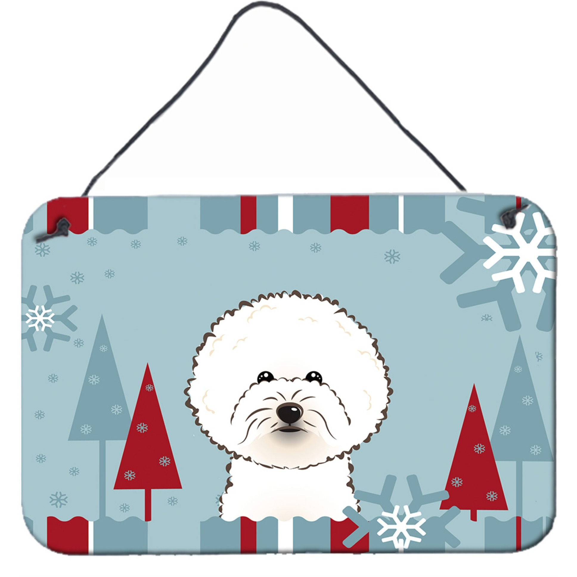 &quotCaroline's Treasures Winter Holiday Bichon Frise Wall or Door Hanging Prints BB1713DS812, 8HX12W"