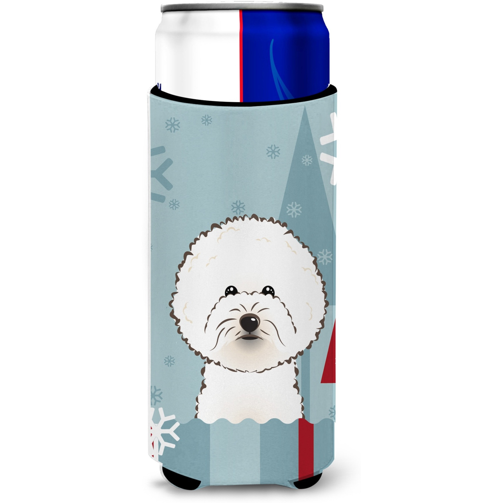 &quotCaroline's Treasures Winter Holiday Bichon Frise Michelob Ultra Koozies for Slim Cans, Multicolor"