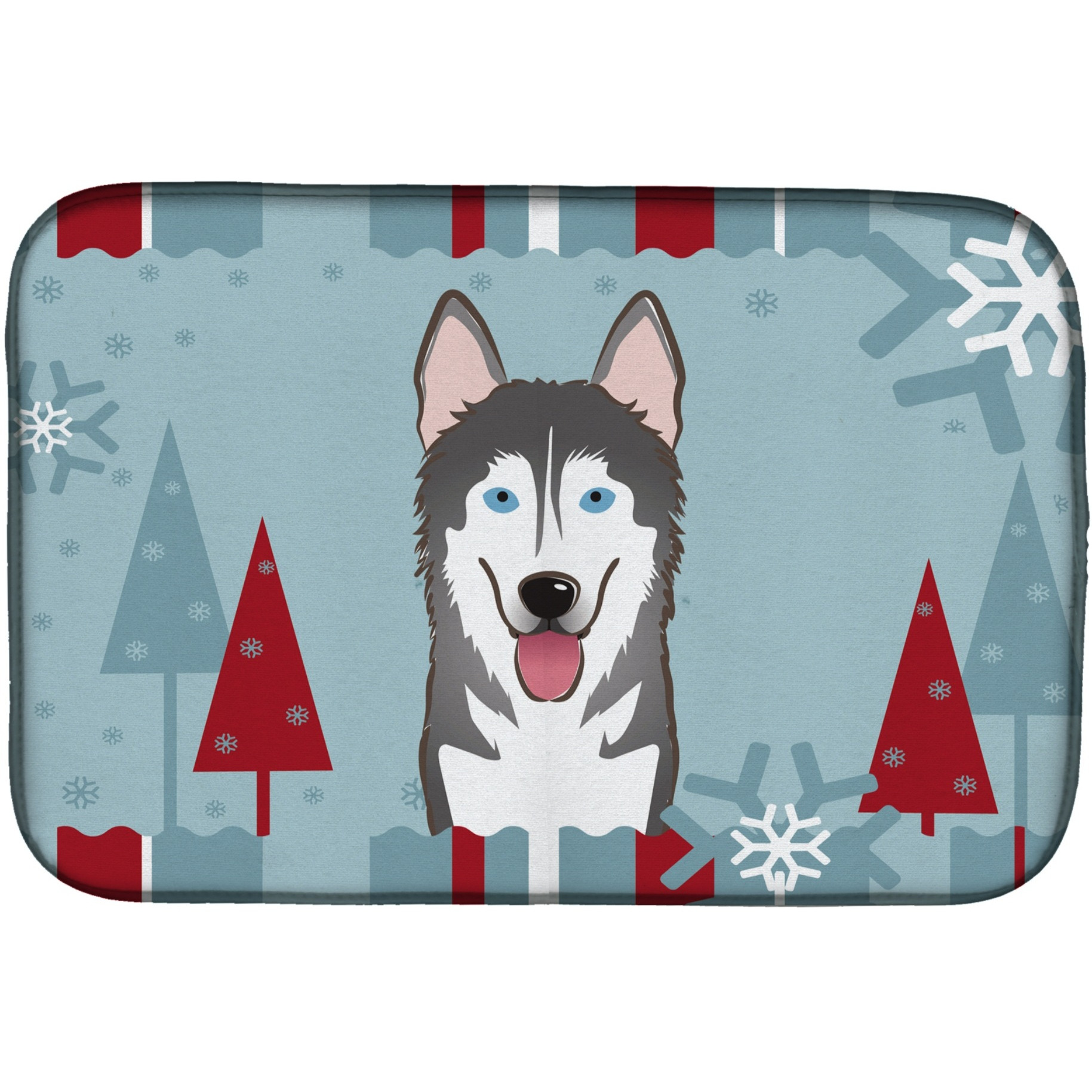 &quotCaroline's Treasures Winter Holiday Alaskan Malamute Dish Drying Mat, 14"" x 21"""