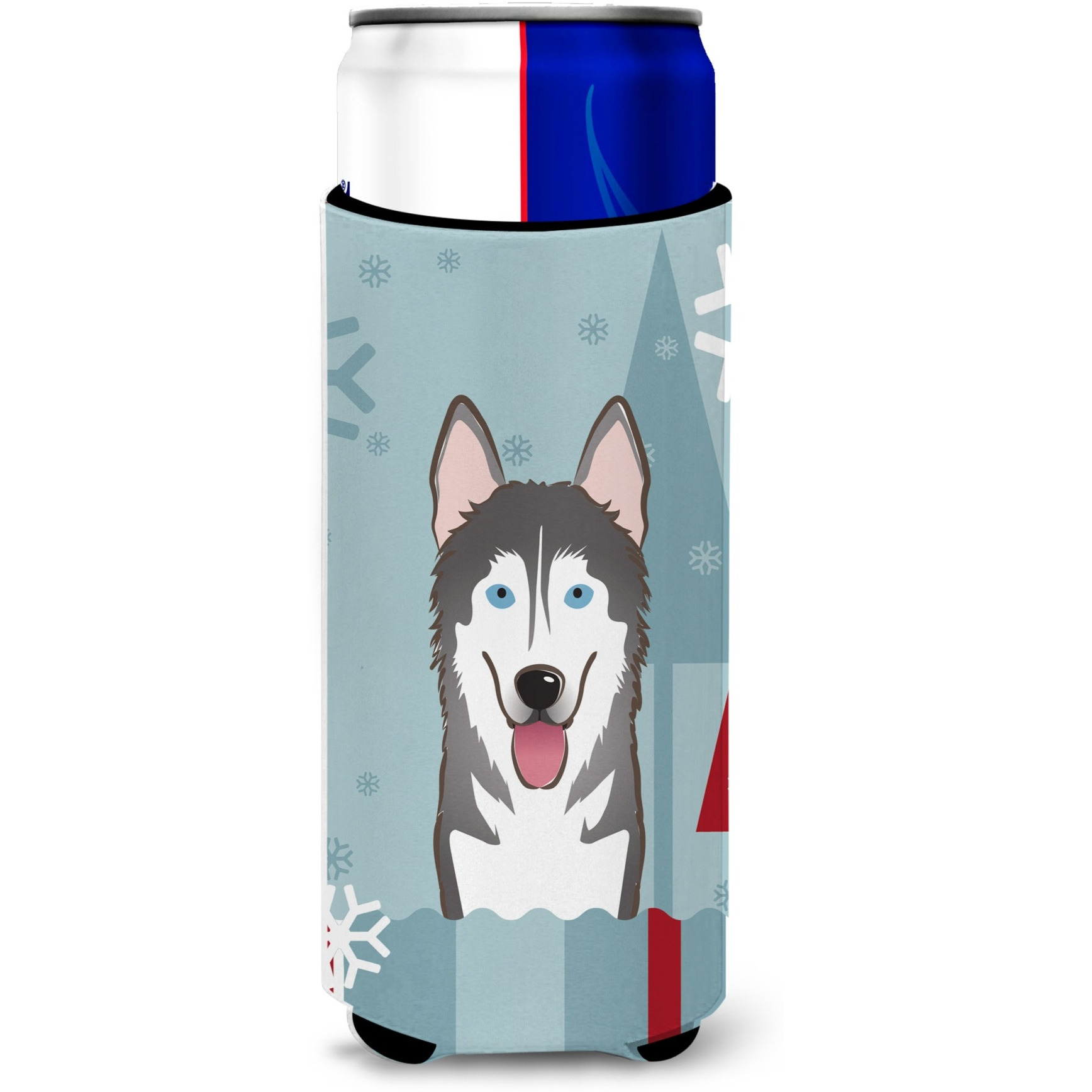 &quotCaroline's Treasures Winter Holiday Alaskan Malamute Michelob Ultra Koozies for Slim Cans, Multicolor"