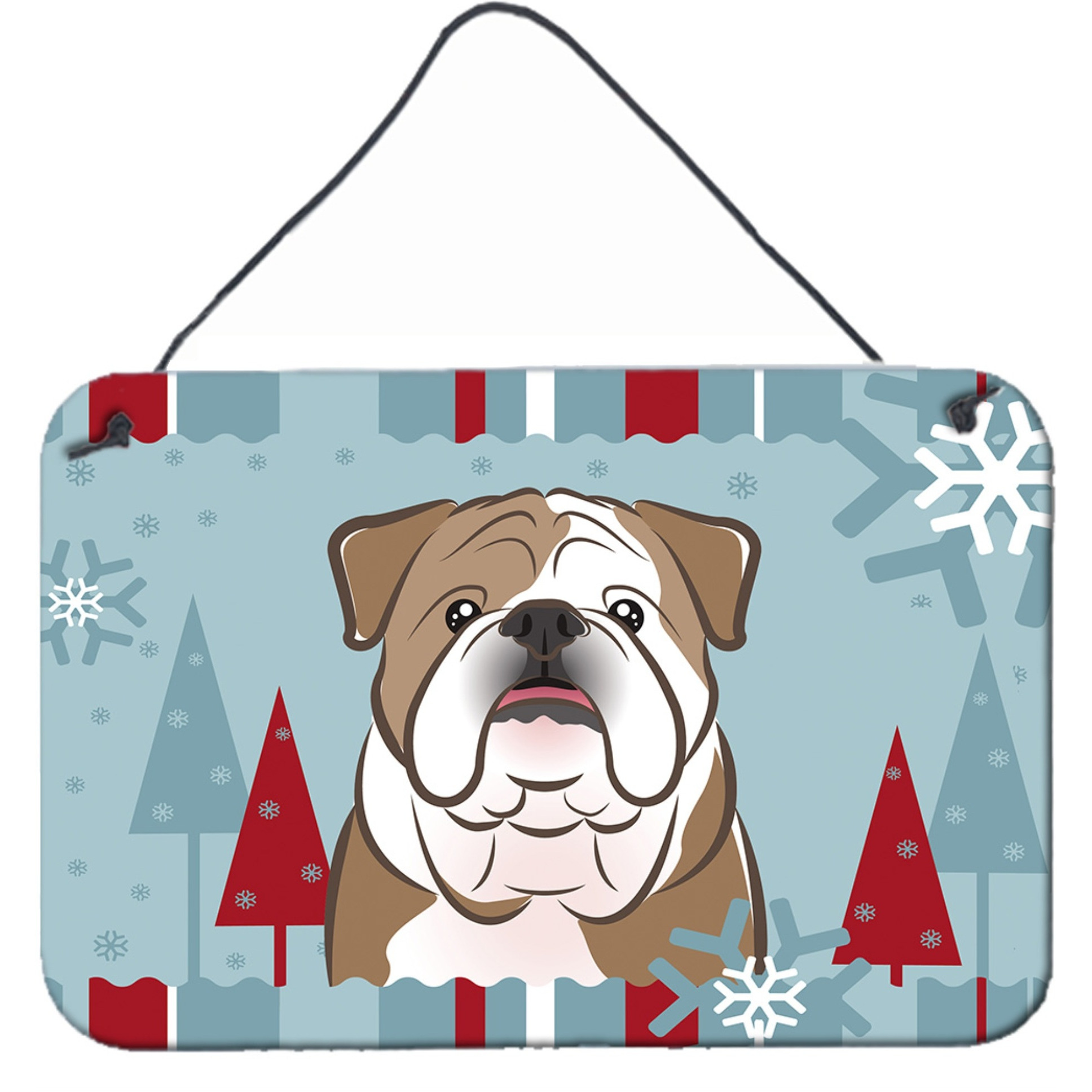 &quotCaroline's Treasures Winter Holiday English Bulldog Wall or Door Hanging Prints BB1715DS812, 8HX12W"