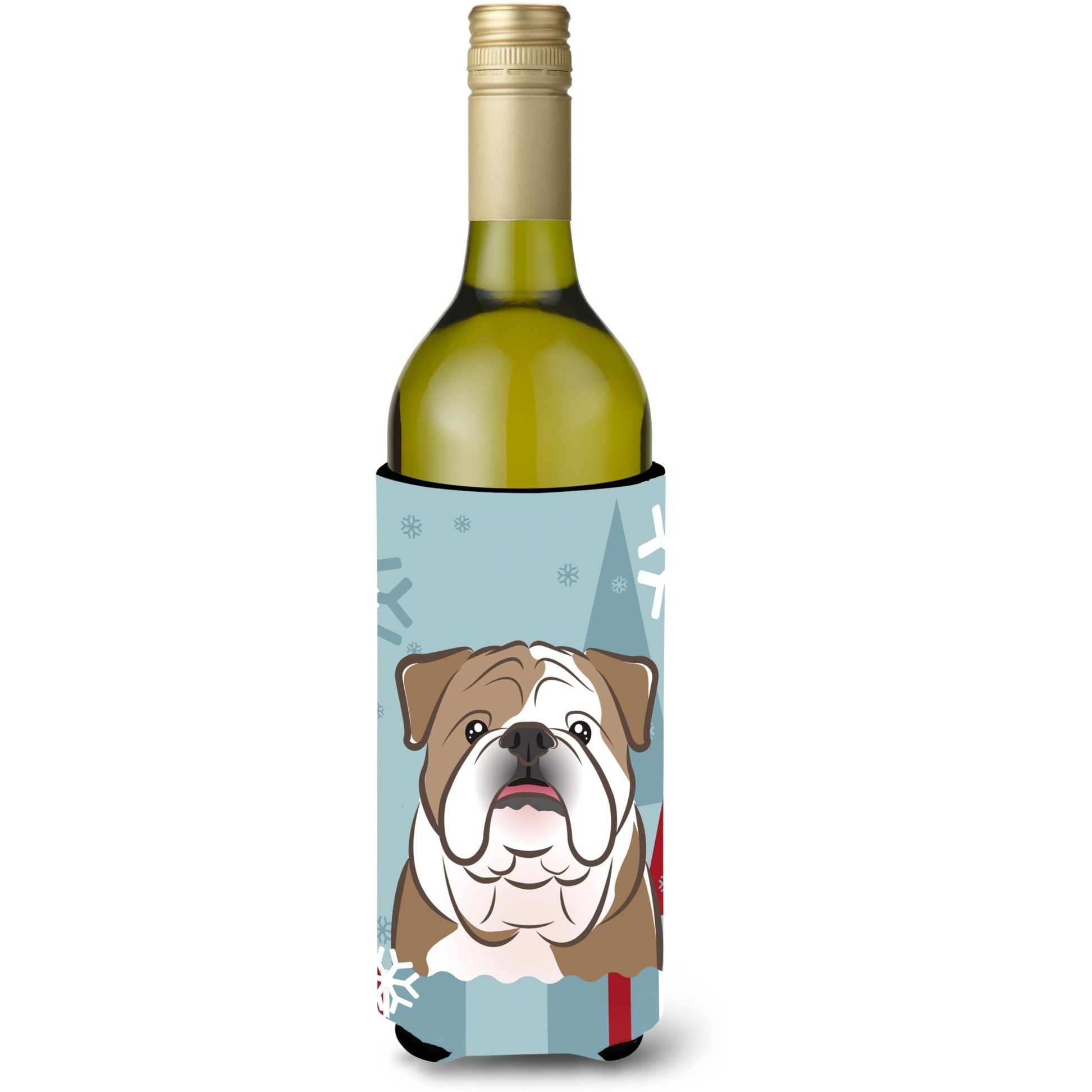 &quotCaroline's Treasures Winter Holiday English Bulldog Wine Bottle Koozie Hugger, 750 ml, Multicolor"