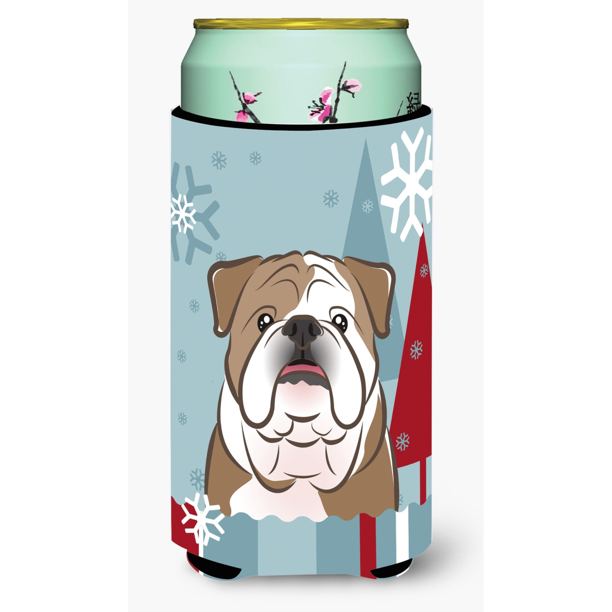 &quotCaroline's Treasures Winter Holiday English Bulldog Tall Boy Koozie Hugger, Multicolor"