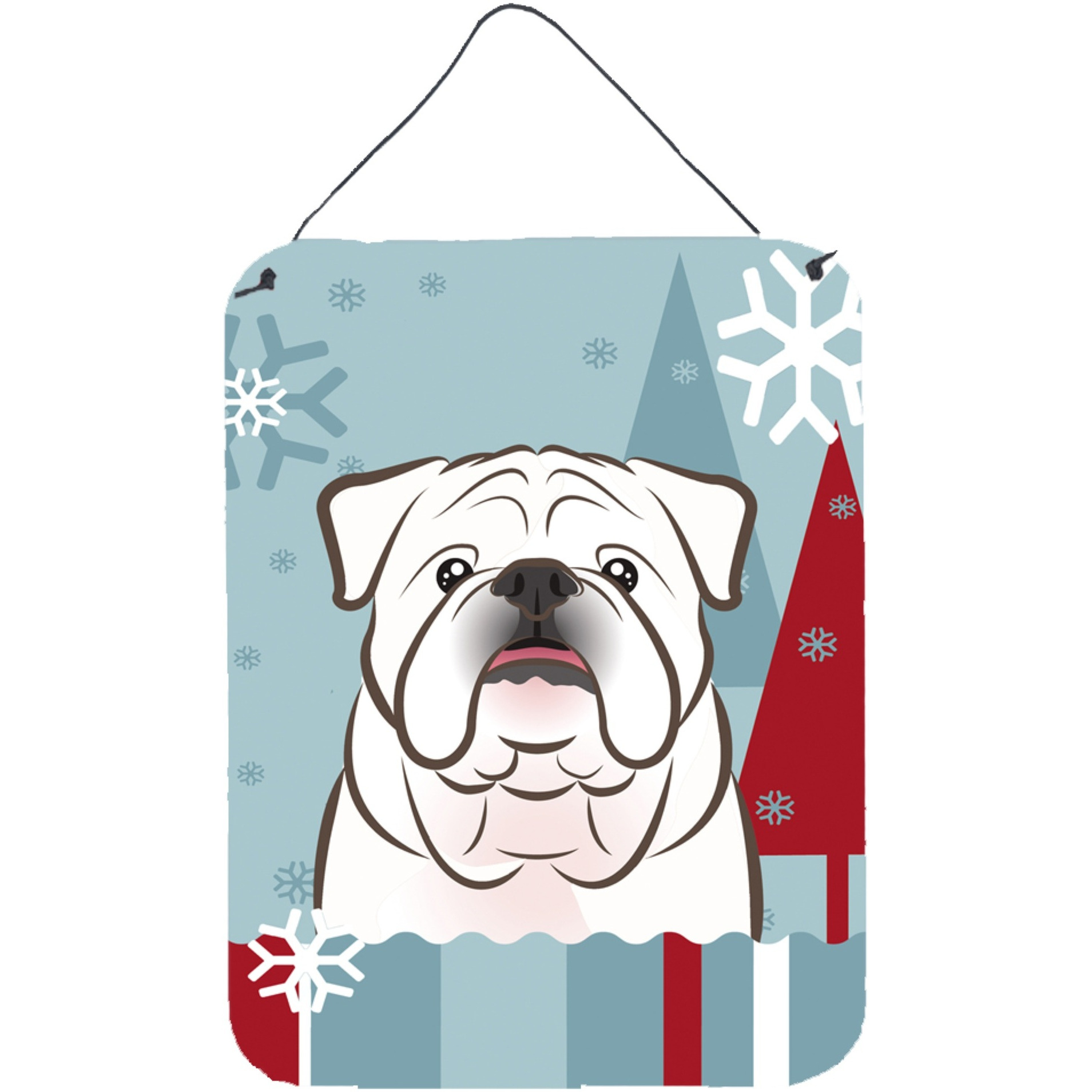 &quotCaroline's Treasures Winter Holiday White English Bulldog Wall or Door Hanging Prints BB1716DS1216, 16"&quotH x 12"&quotW, Multicolor"