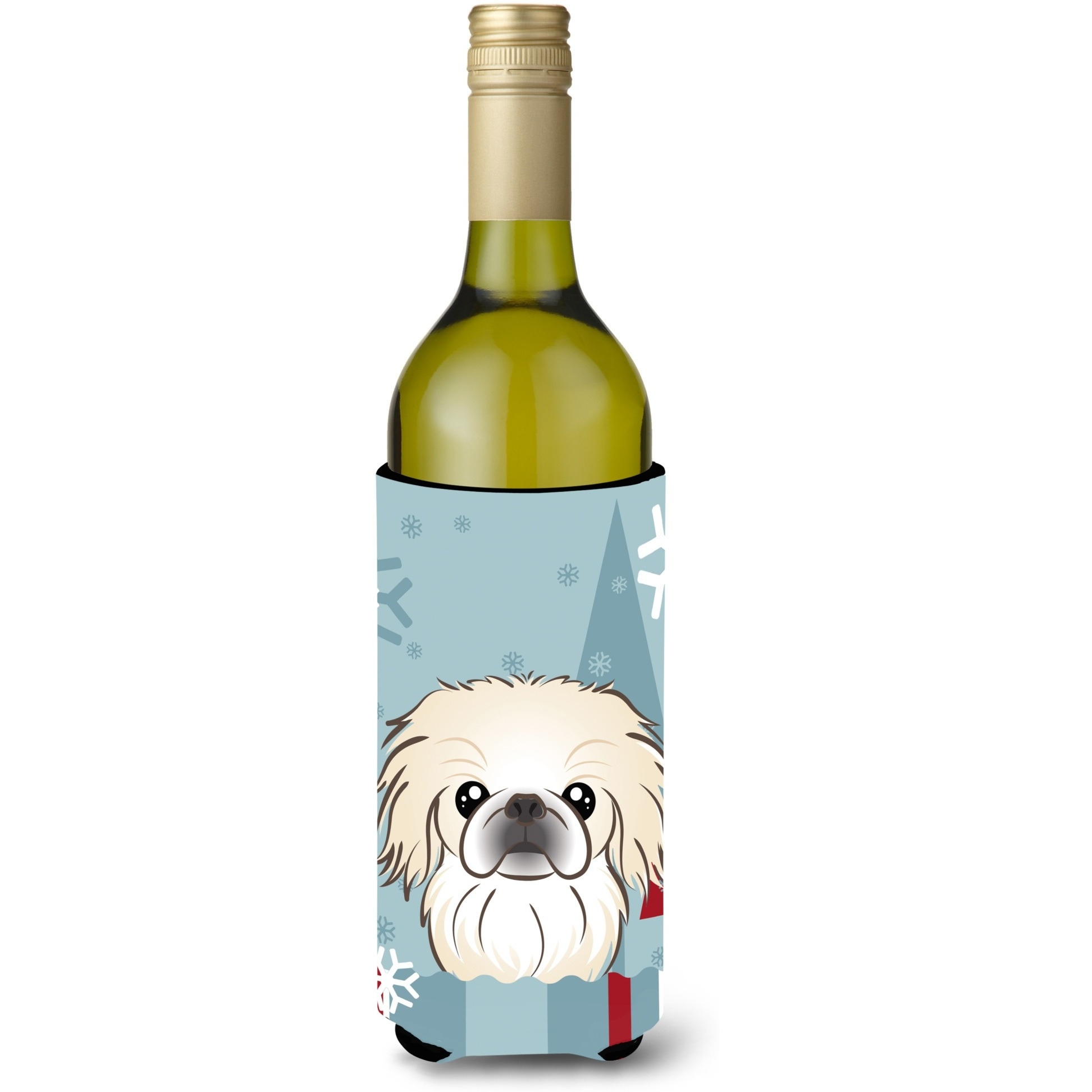 &quotCaroline's Treasures Winter Holiday Pekingese Wine Bottle Koozie Hugger, 750 ml, Multicolor"