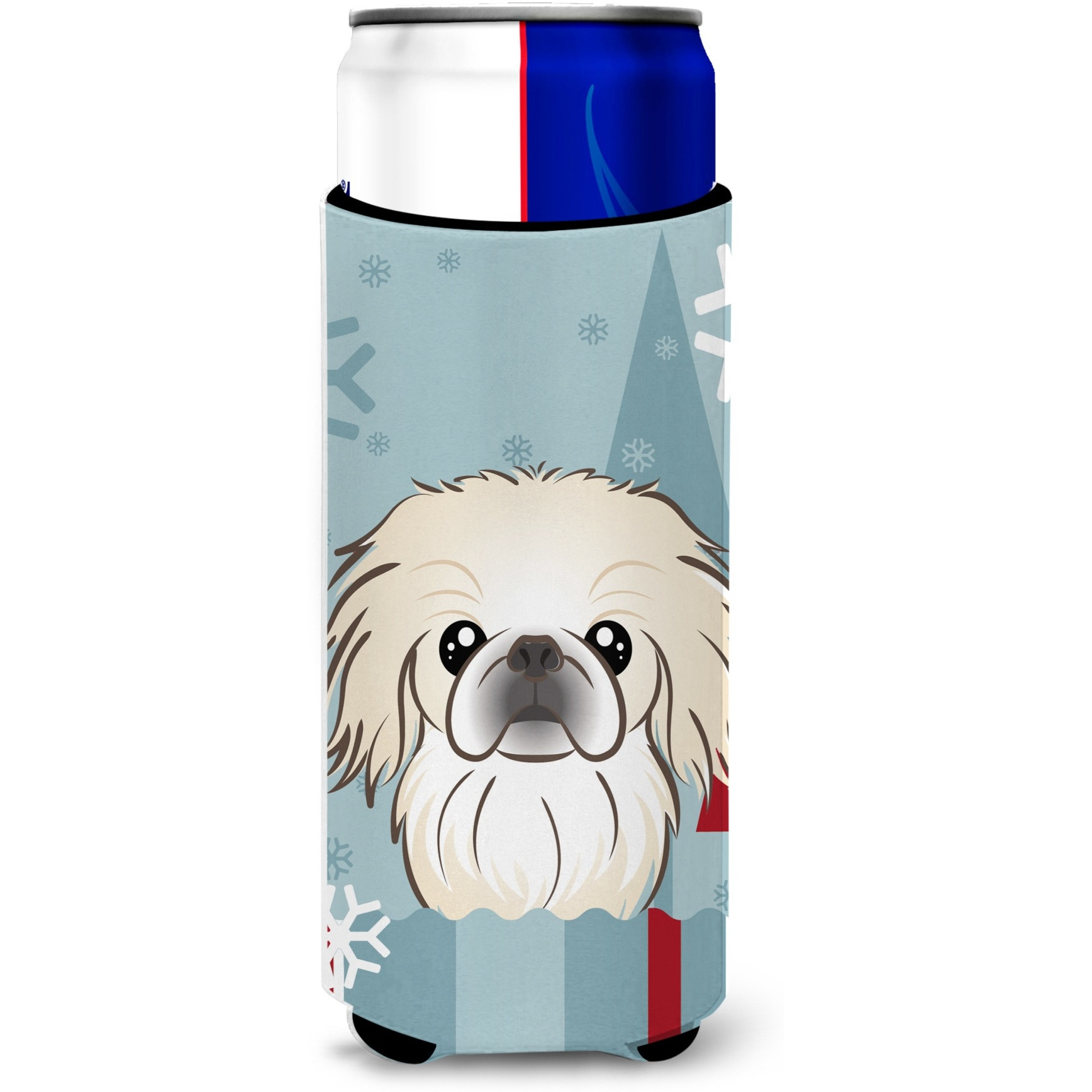 &quotCaroline's Treasures Winter Holiday Pekingese Michelob Ultra Koozies for Slim Cans, Multicolor"