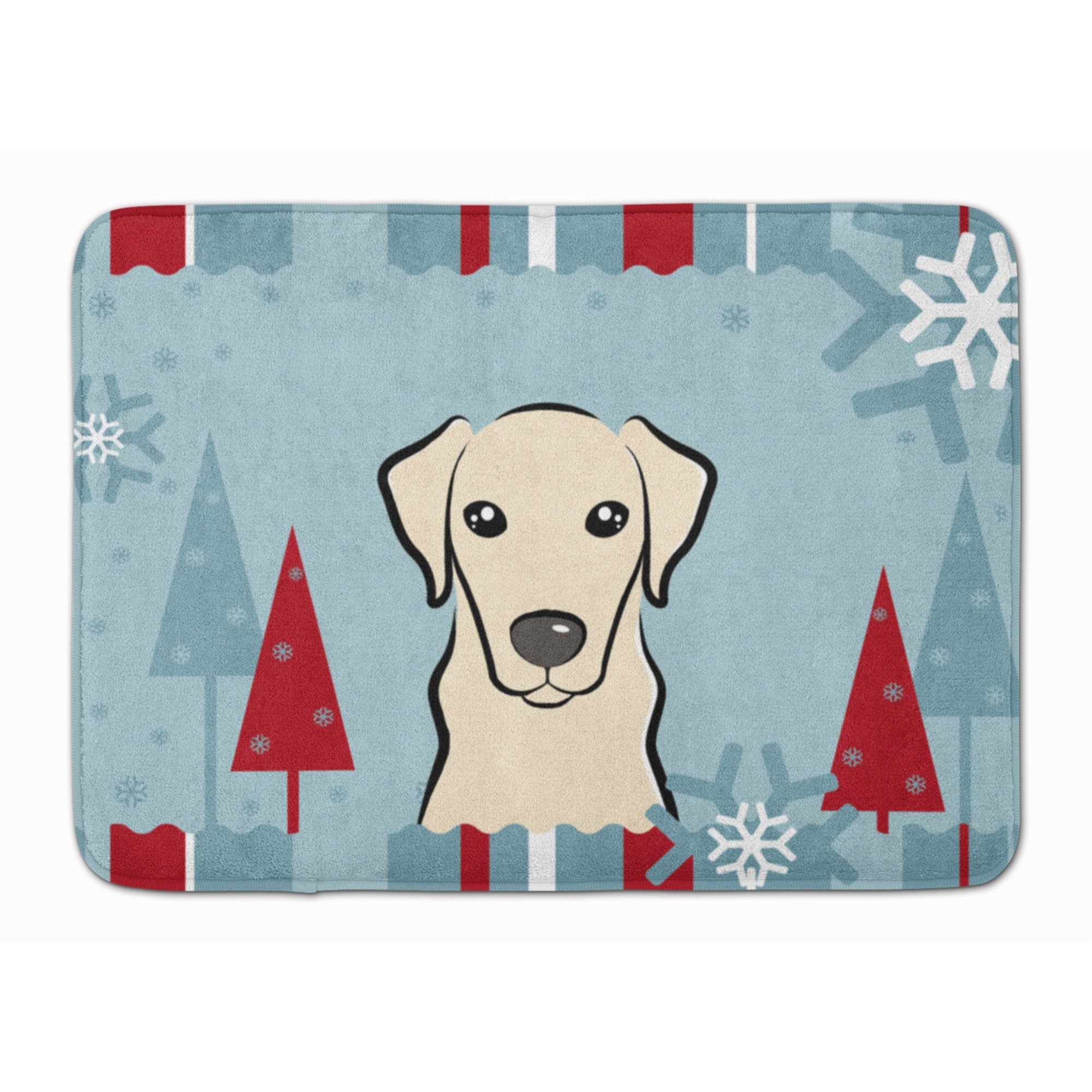 &quotCaroline's Treasures Winter Holiday Yellow Labrador Floor Mat, 19"" x 27"", Multicolor"