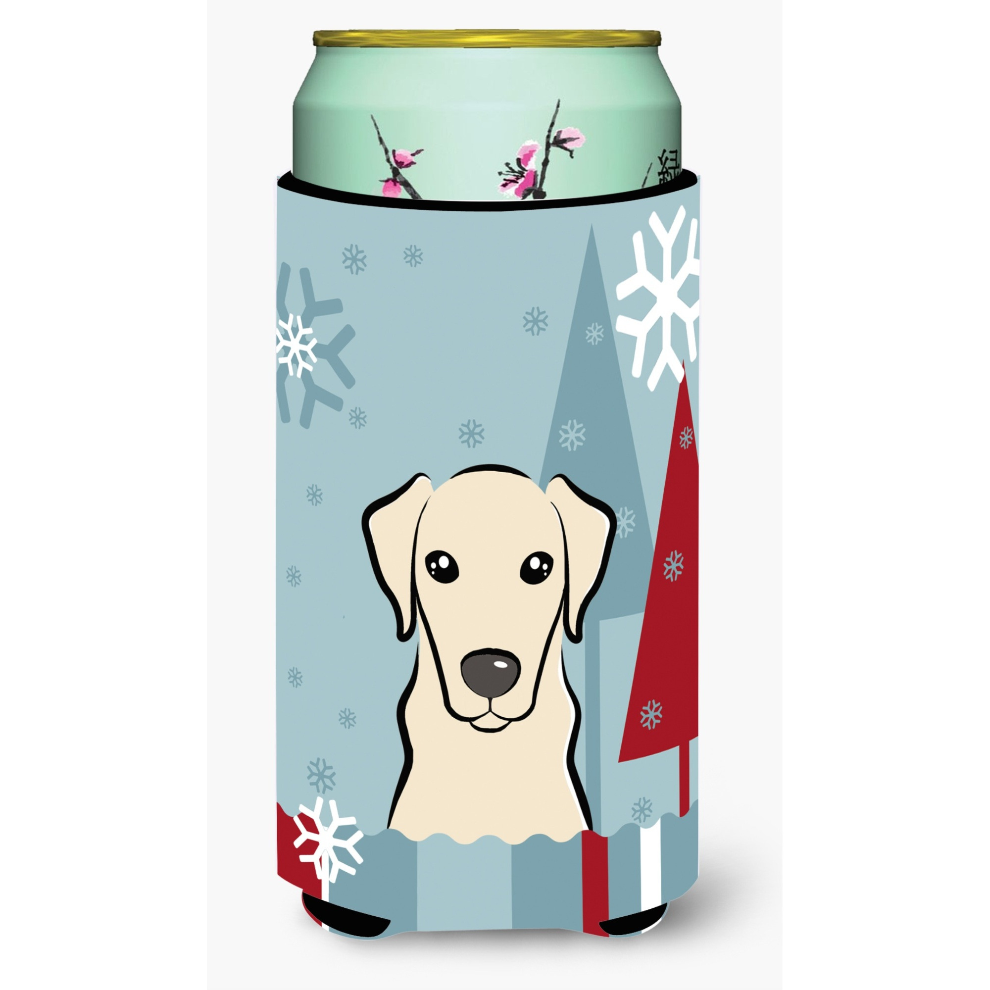 &quotCaroline's Treasures Winter Holiday Yellow Labrador Tall Boy Koozie Hugger, Multicolor"