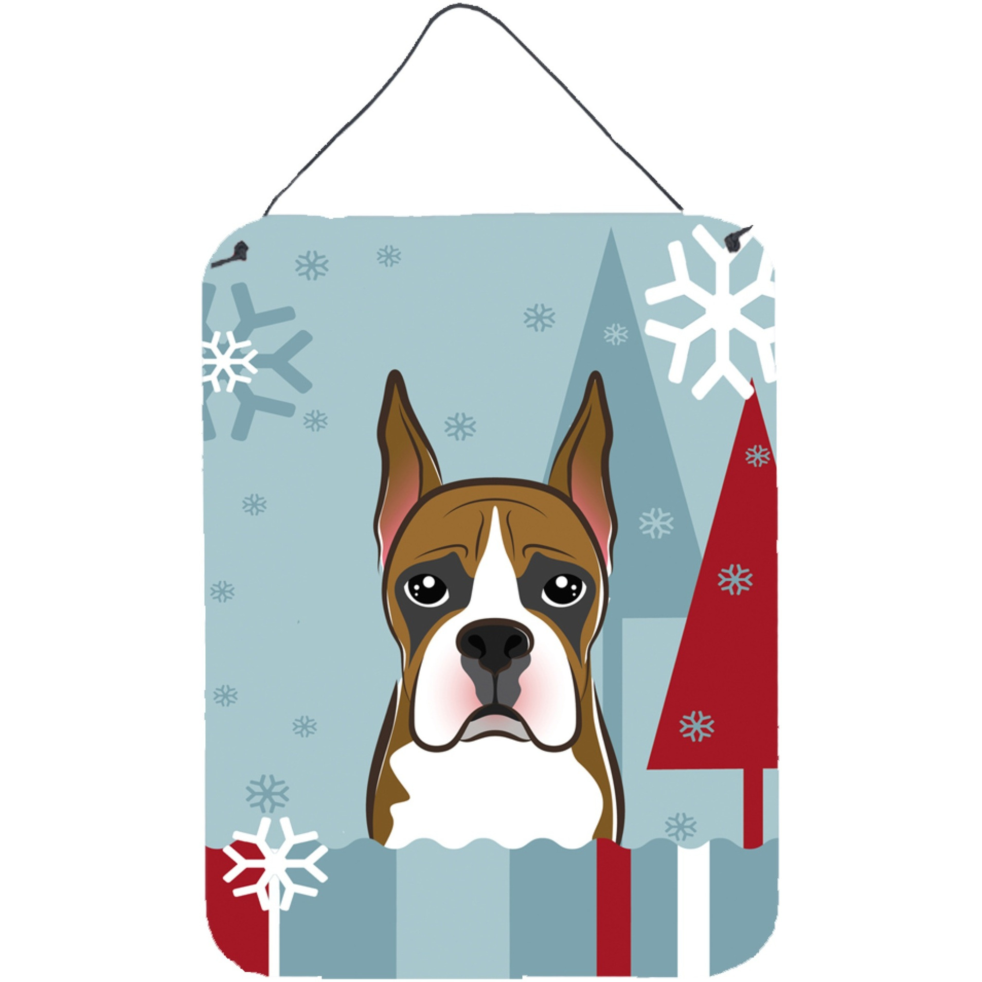 &quotCaroline's Treasures Winter Holiday Boxer Wall or Door Hanging Prints BB1719DS1216, 16HX12W, Multicolor"