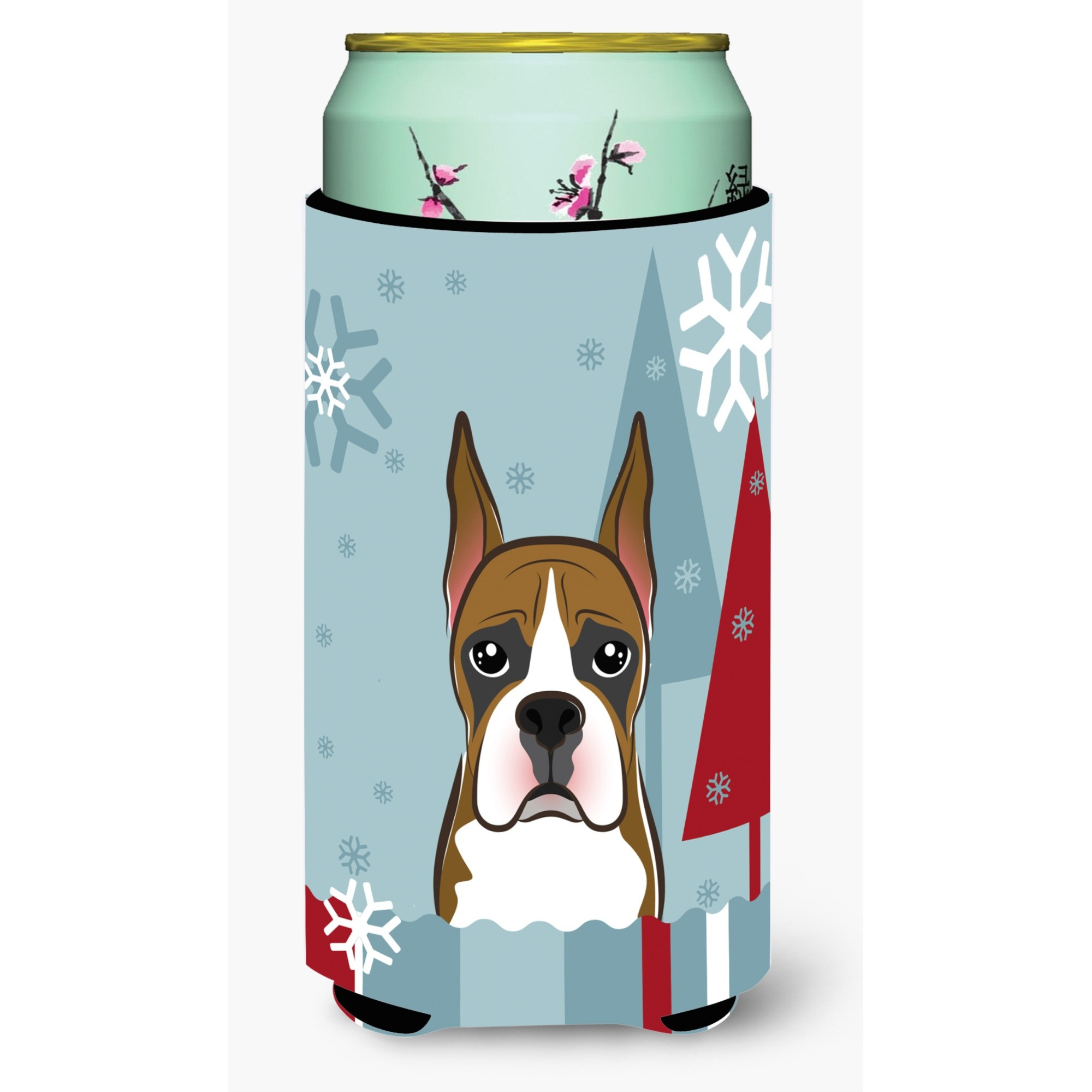 &quotCaroline's Treasures Winter Holiday Boxer Tall Boy Koozie Hugger, Multicolor"