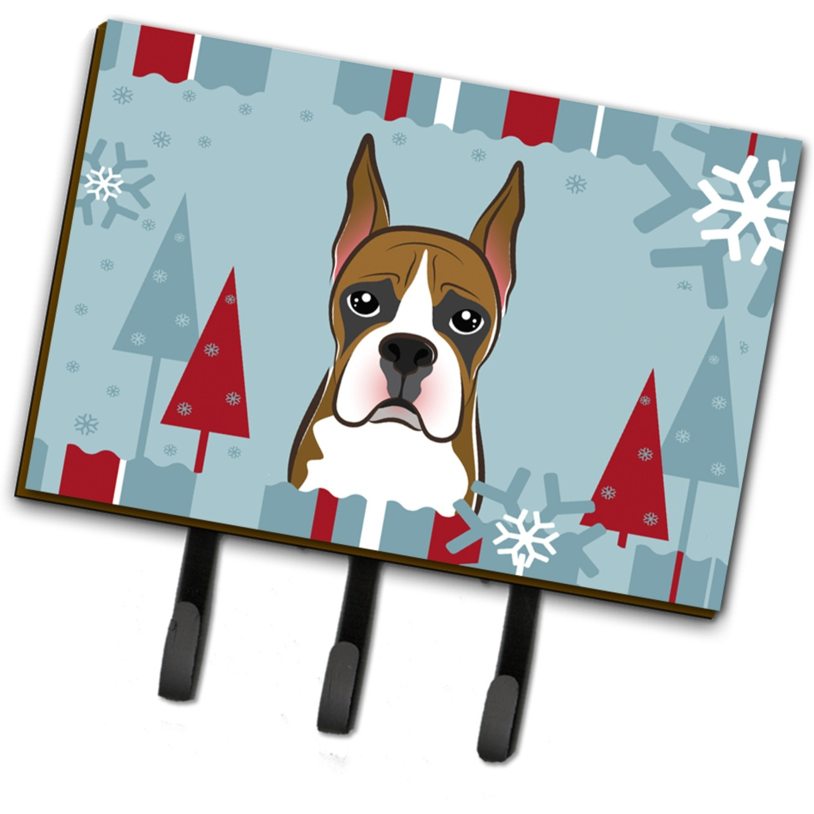 &quotCaroline's Treasures BB1719TH68 Winter Holiday Boxer Leash or Key Holder, Large, Multicolor"
