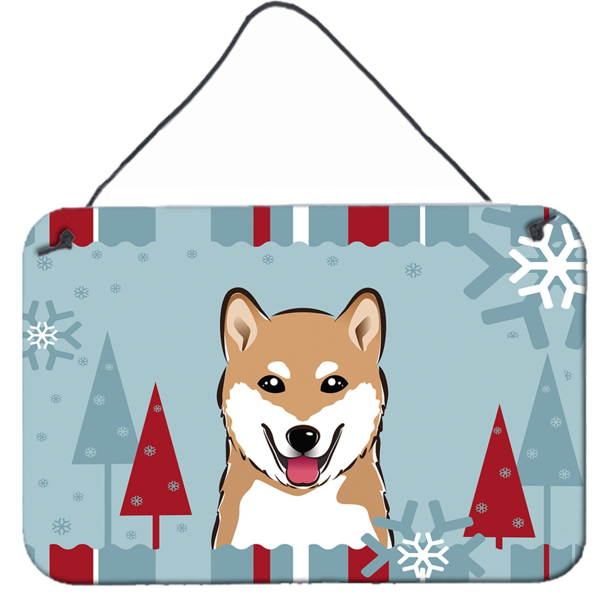 &quotCaroline's Treasures Winter Holiday Shiba Inu Wall or Door Hanging Prints BB1721DS812, 8HX12W, Multicolor"