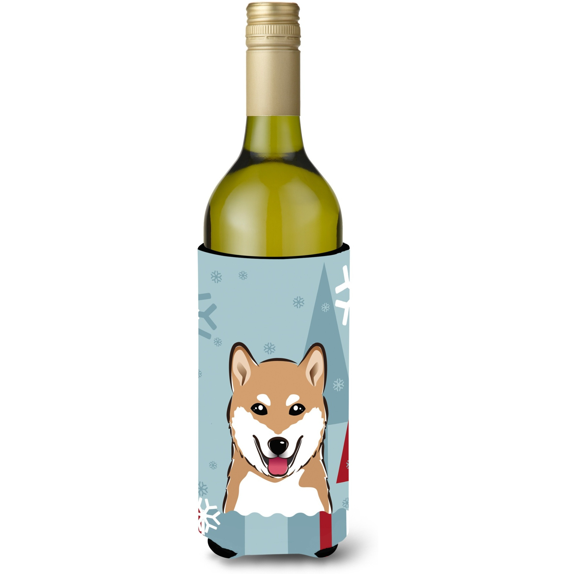 &quotCaroline's Treasures Winter Holiday Shiba Inu Wine Bottle Koozie Hugger, 750 ml, Multicolor"