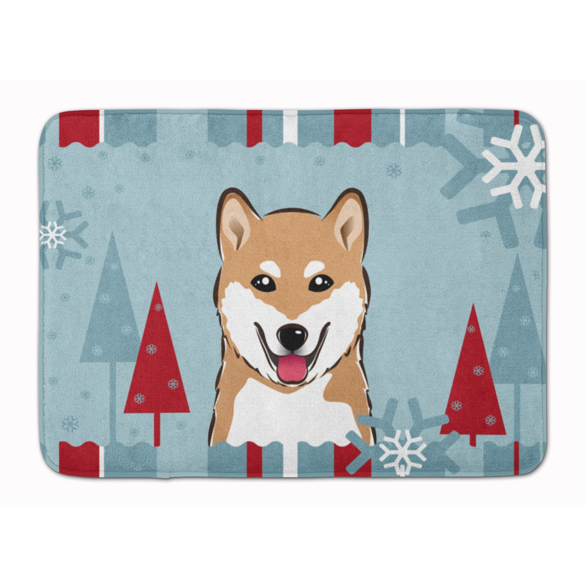 &quotCaroline's Treasures Winter Holiday Shiba Inu Floor Mat, 19"" x 27"", Multicolor"