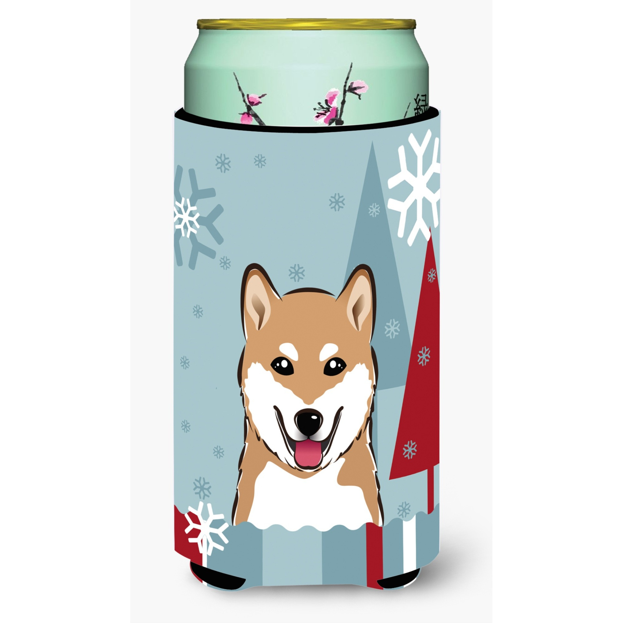 &quotCaroline's Treasures Winter Holiday Shiba Inu Tall Boy Koozie Hugger, Multicolor"
