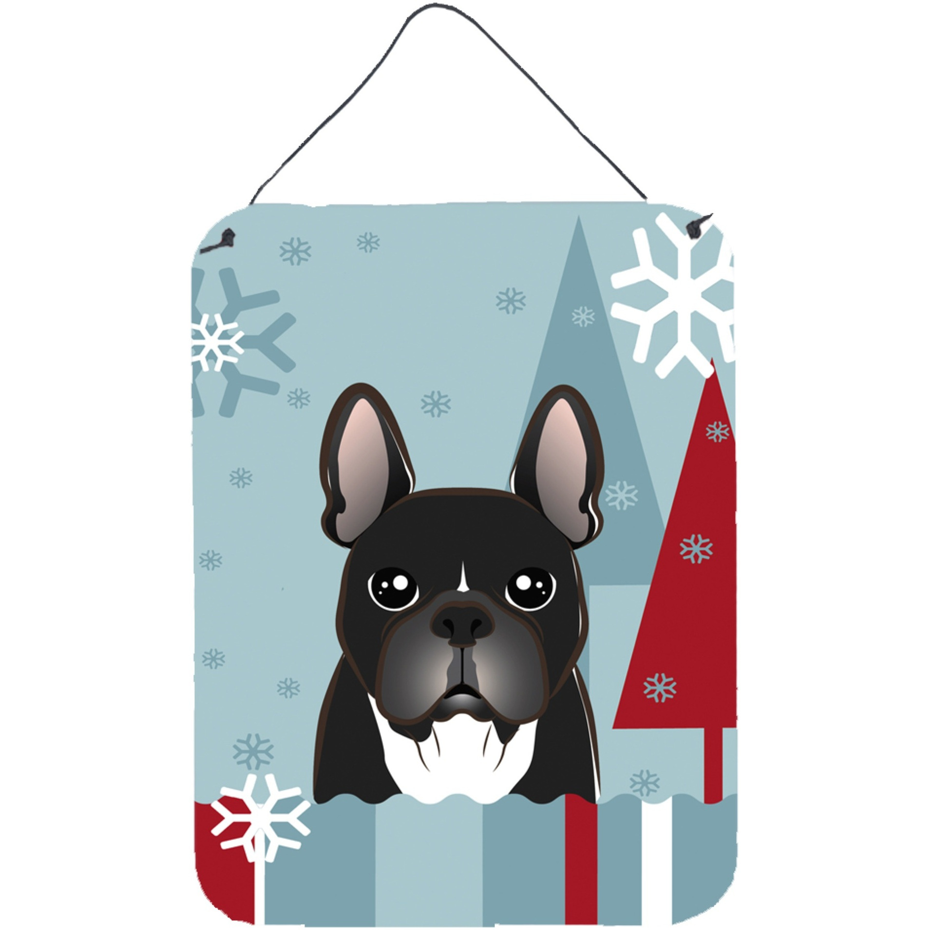 &quotCaroline's Treasures Winter Holiday French Bulldog Wall or Door Hanging Prints BB1723DS1216, 16HX12W, Multicolor"