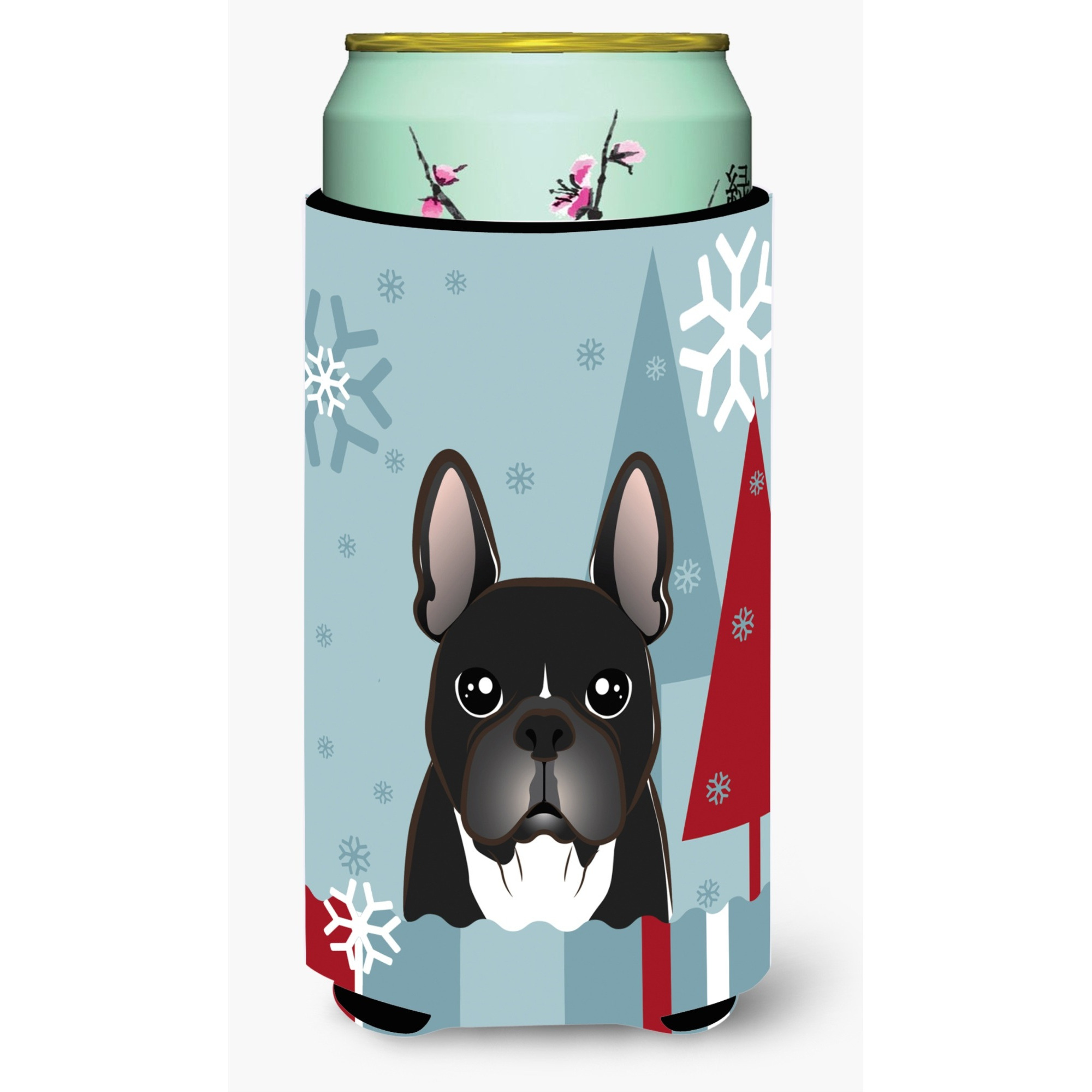 &quotCaroline's Treasures BB1723TBC Winter Holiday French Bulldog Tall Boy Koozie Hugger, Multicolor"