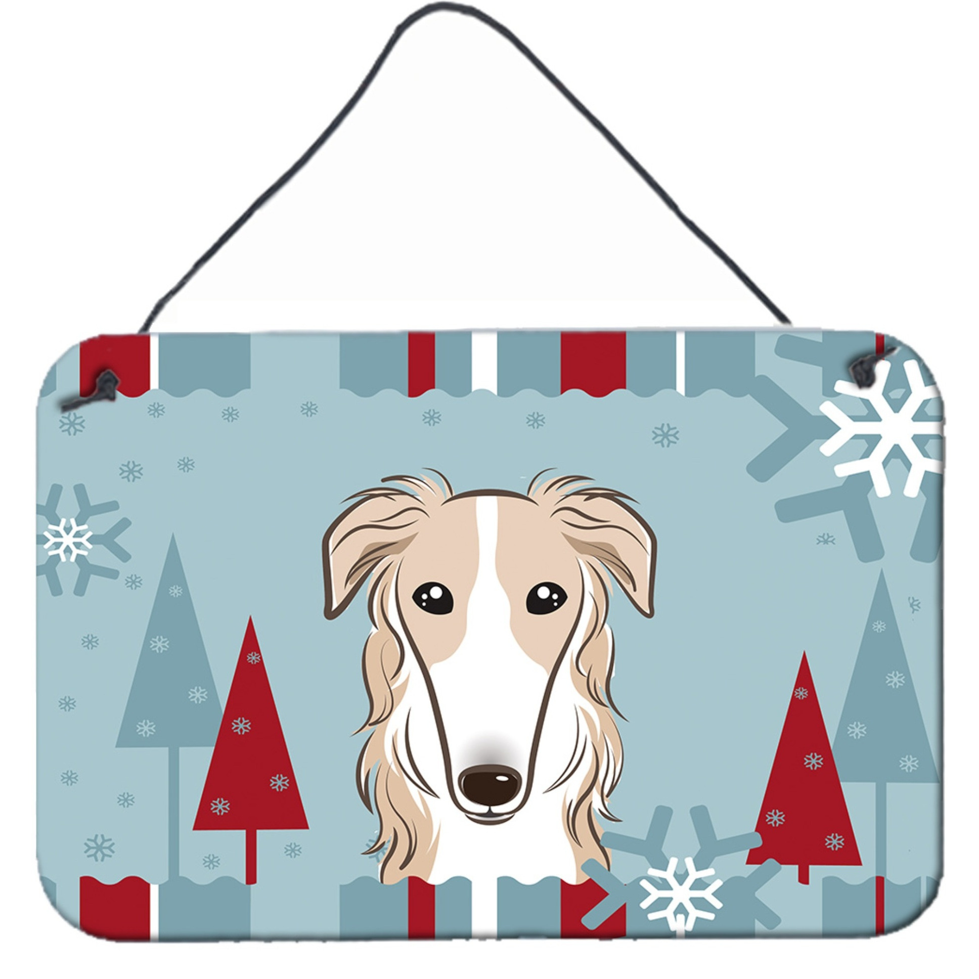 &quotCaroline's Treasures Winter Holiday Borzoi Wall or Door Hanging Prints BB1724DS812, 8HX12W, Multicolor"