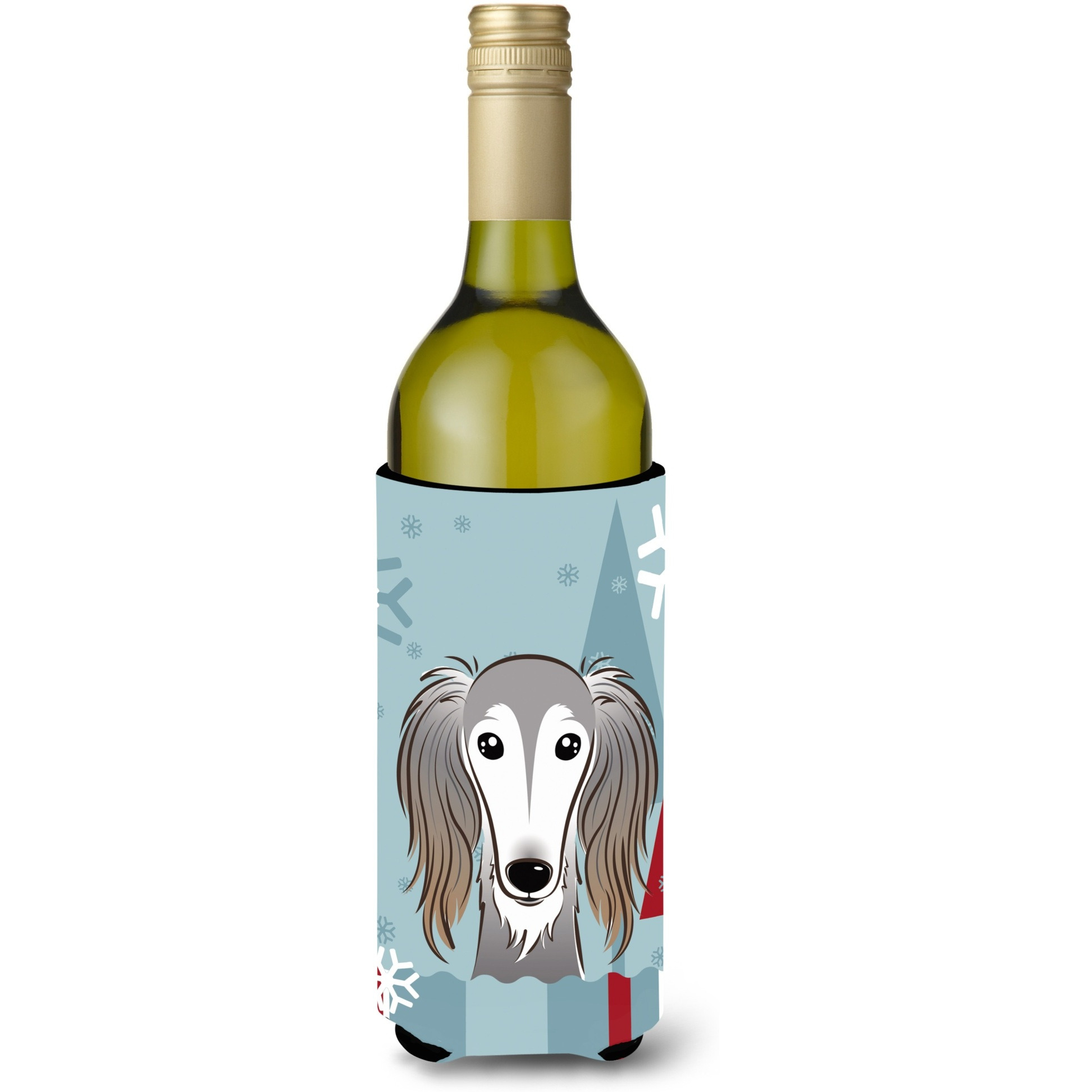 &quotCaroline's Treasures Winter Holiday Saluki Wine Bottle Koozie Hugger, 750 ml, Multicolor"